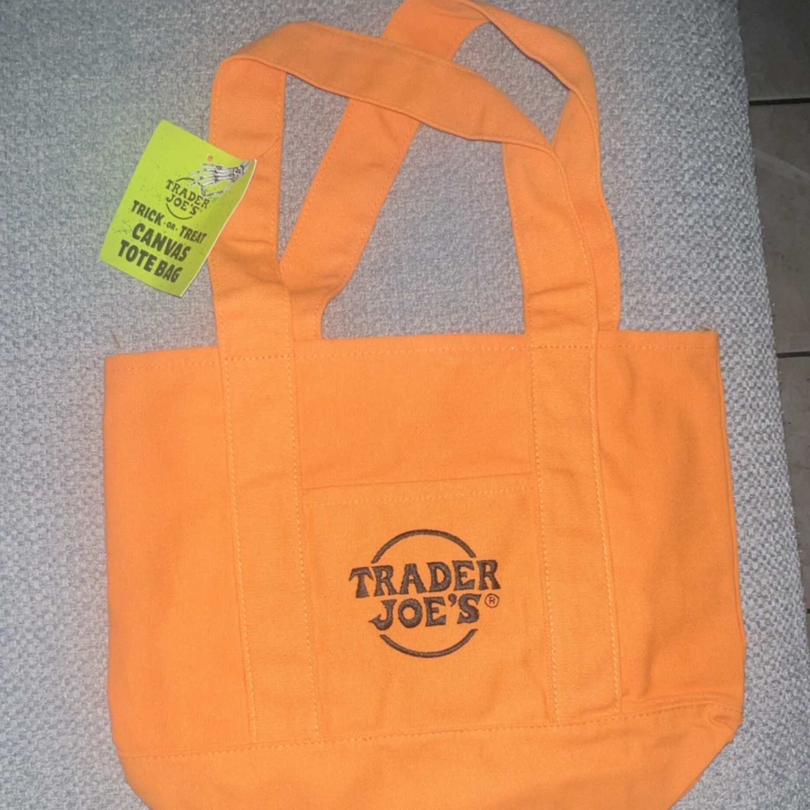 Trader Joe’s Foldable Canvas Reusable Shopping Bag Orange Solid Pattern