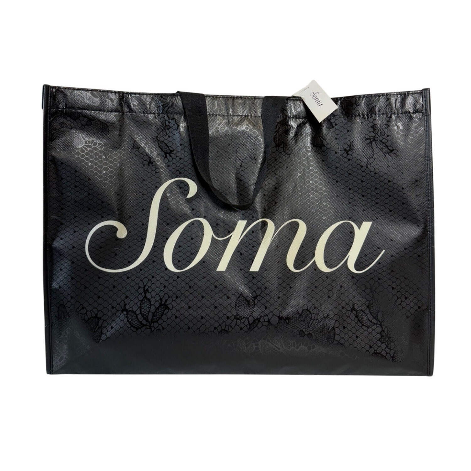 Soma Reusable Shopping Tote Bag 20″ Black Durable Logo Branded Spellout