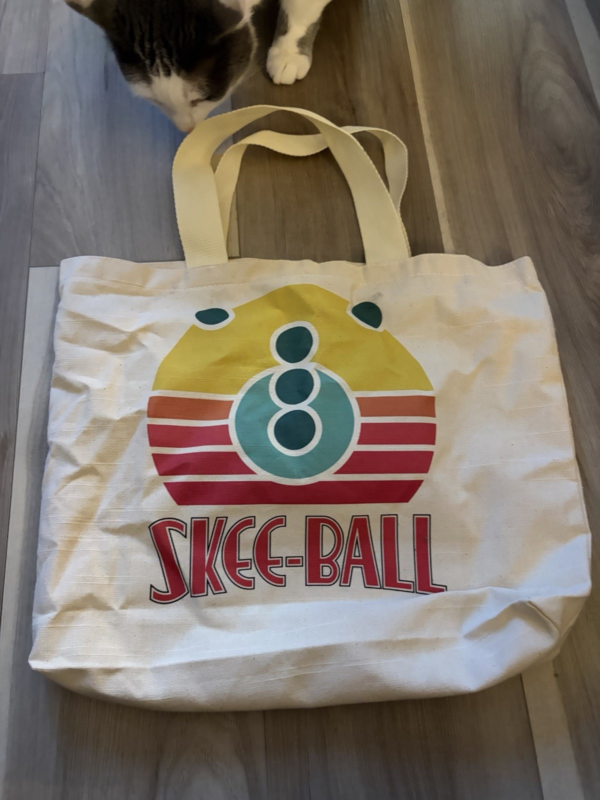 Skee-Ball MoLottery Reusable Canvas Tote Shopping Bag, Beige