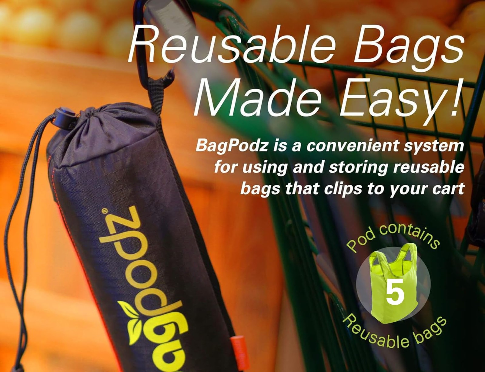 BagPodz Sturdy Reusable Grocery Bags Foldable and Washable Made From RipStop…