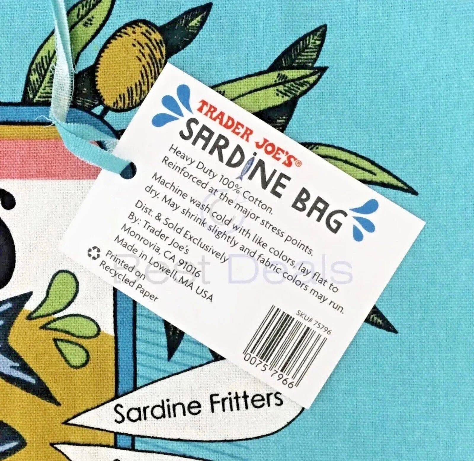 Combo of Trader Joe’s Sardine Tote & 1.5 Mini Insulated Lunch Bag in Pastel Blue
