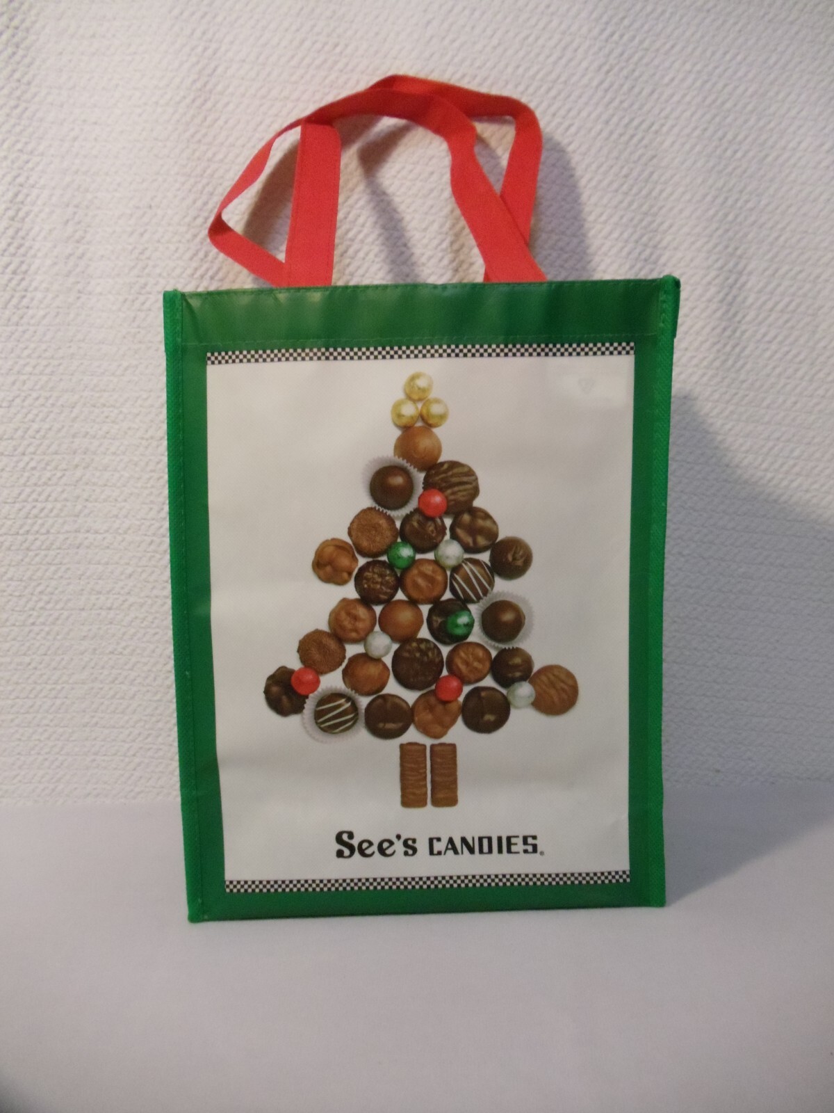 See’s Candies Reusable Christmas Tote/Bag ~ Chocolate Christmas Tree