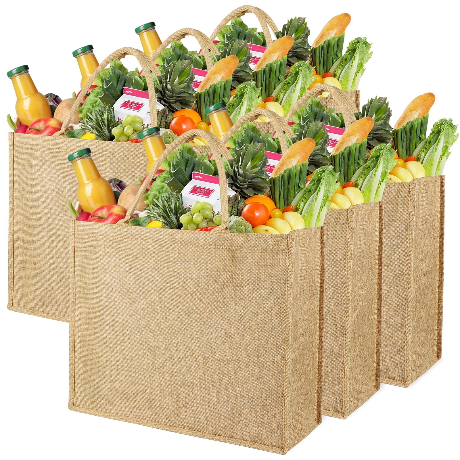 6 Pack Grocery Bag Reusable Shopping Bag, 18.5x15x7” Large Grocery Tote Bags …