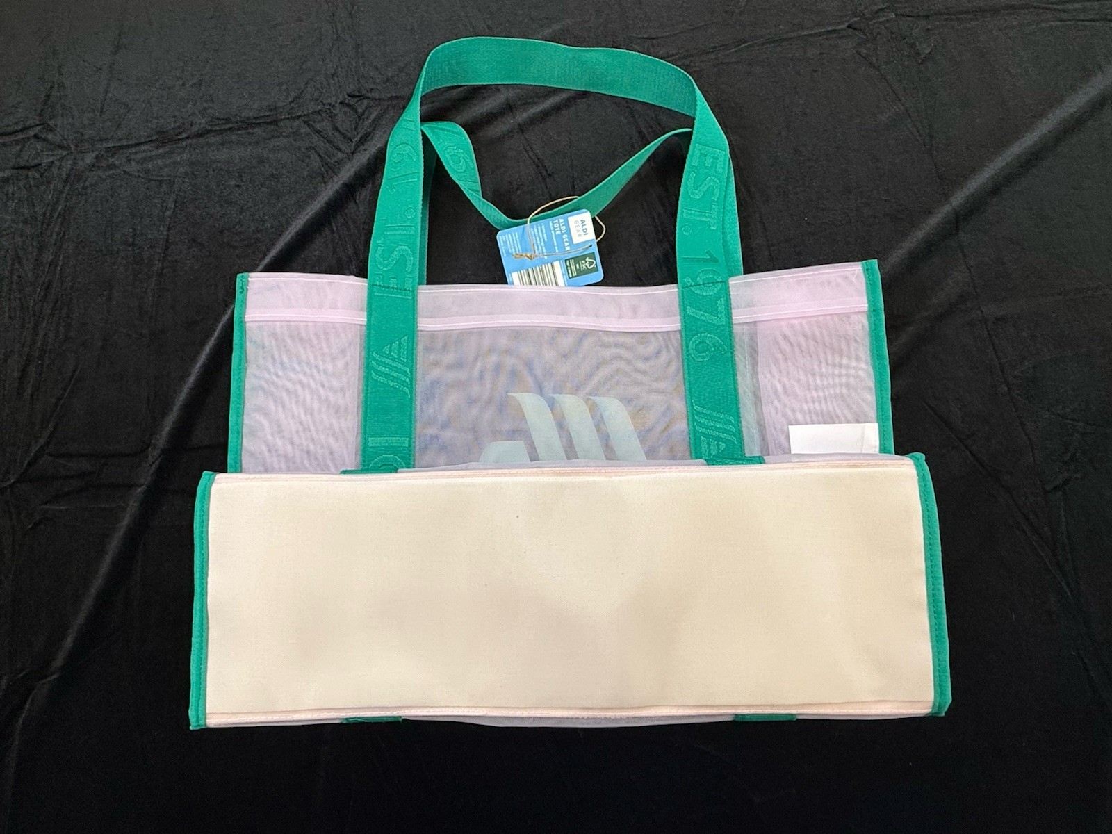 ALDI 50th Anniversary Mesh Tote Shopping Bag Green Straps RARE