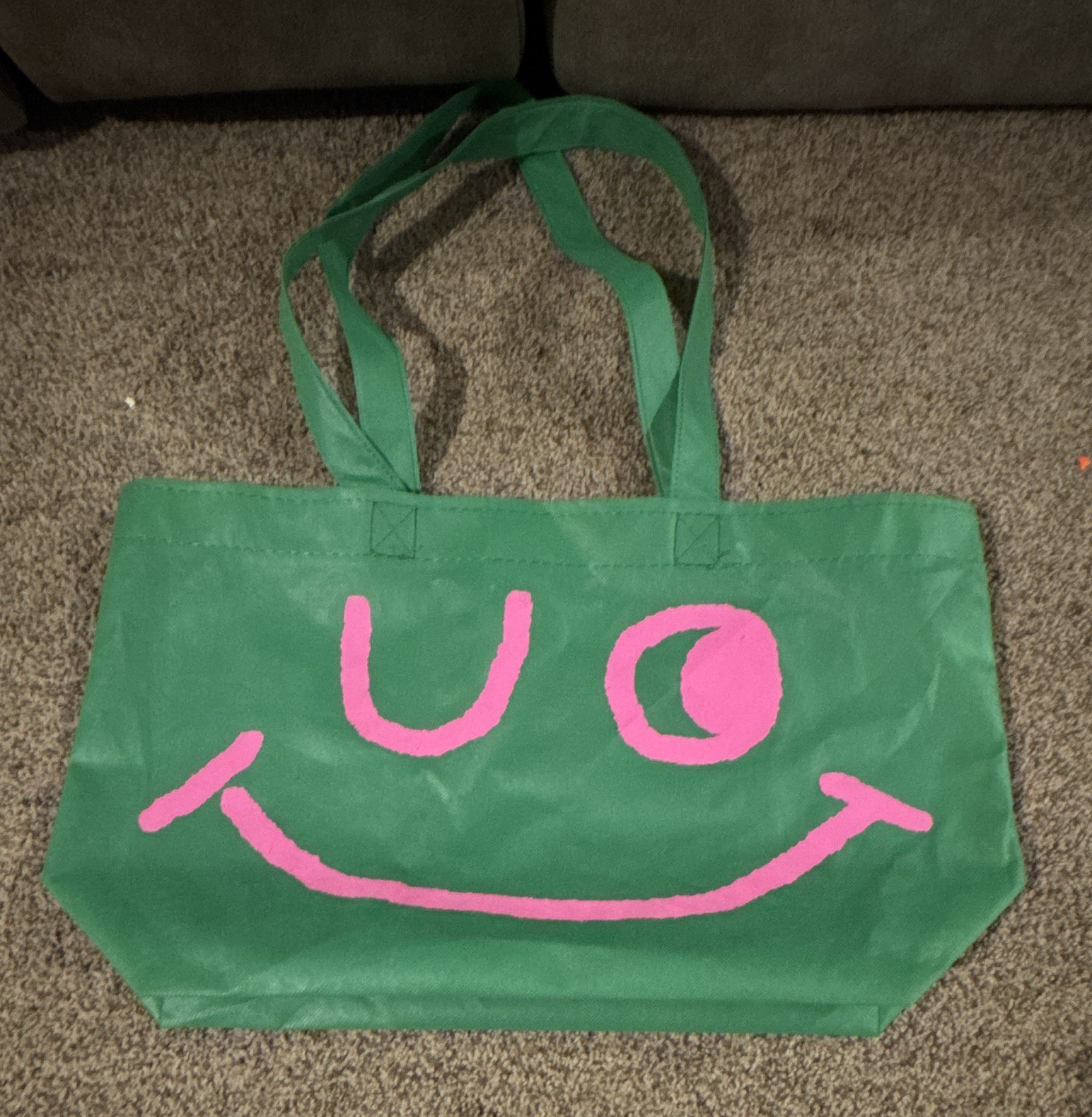 Urban Outfitters Large Green/Pink Polyester Tote, Recycled Reusable, MPN 90670