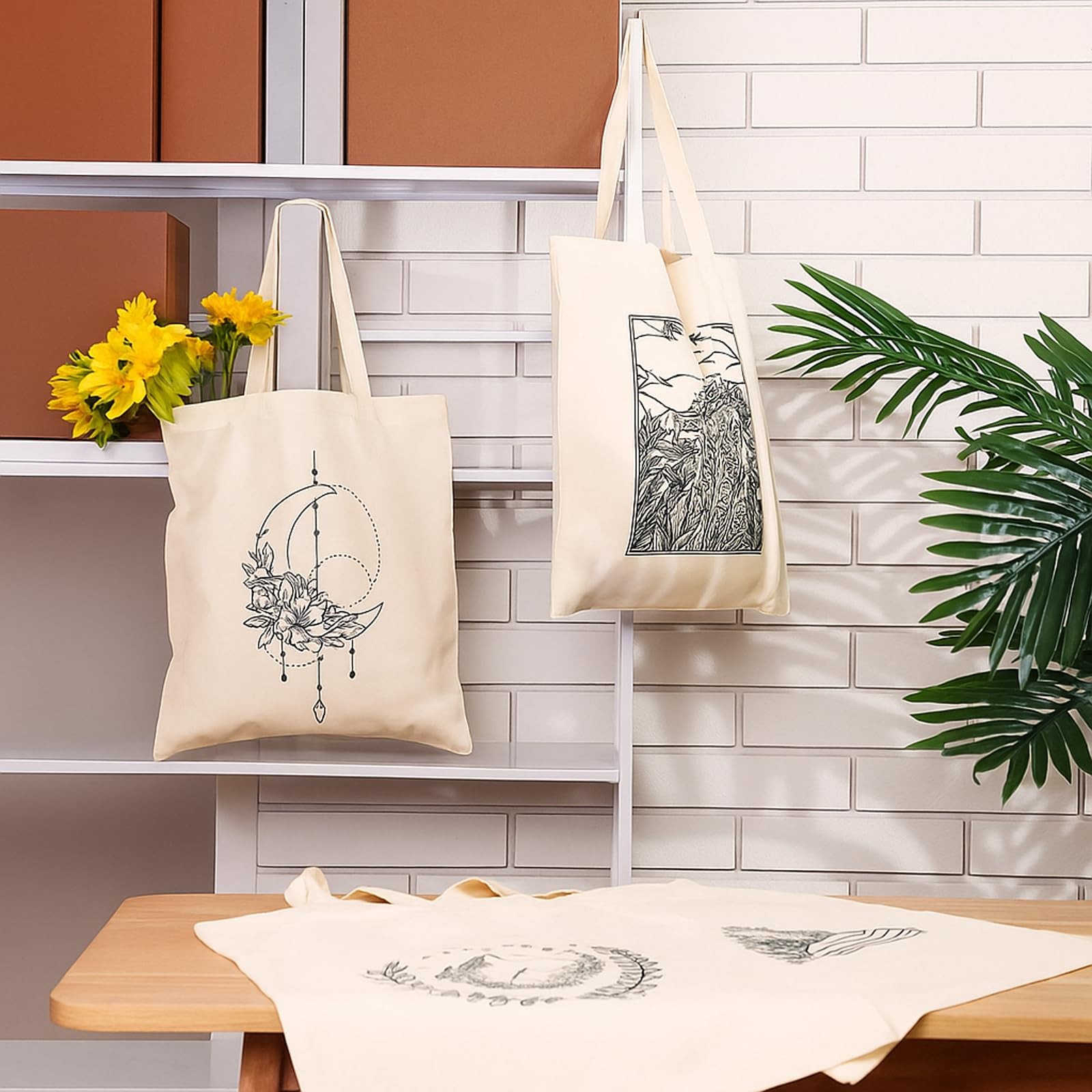 4 Pcs Canvas Tote Bag for Canvas Shopping Totes Aesthetic Reusable Grocery Ba…