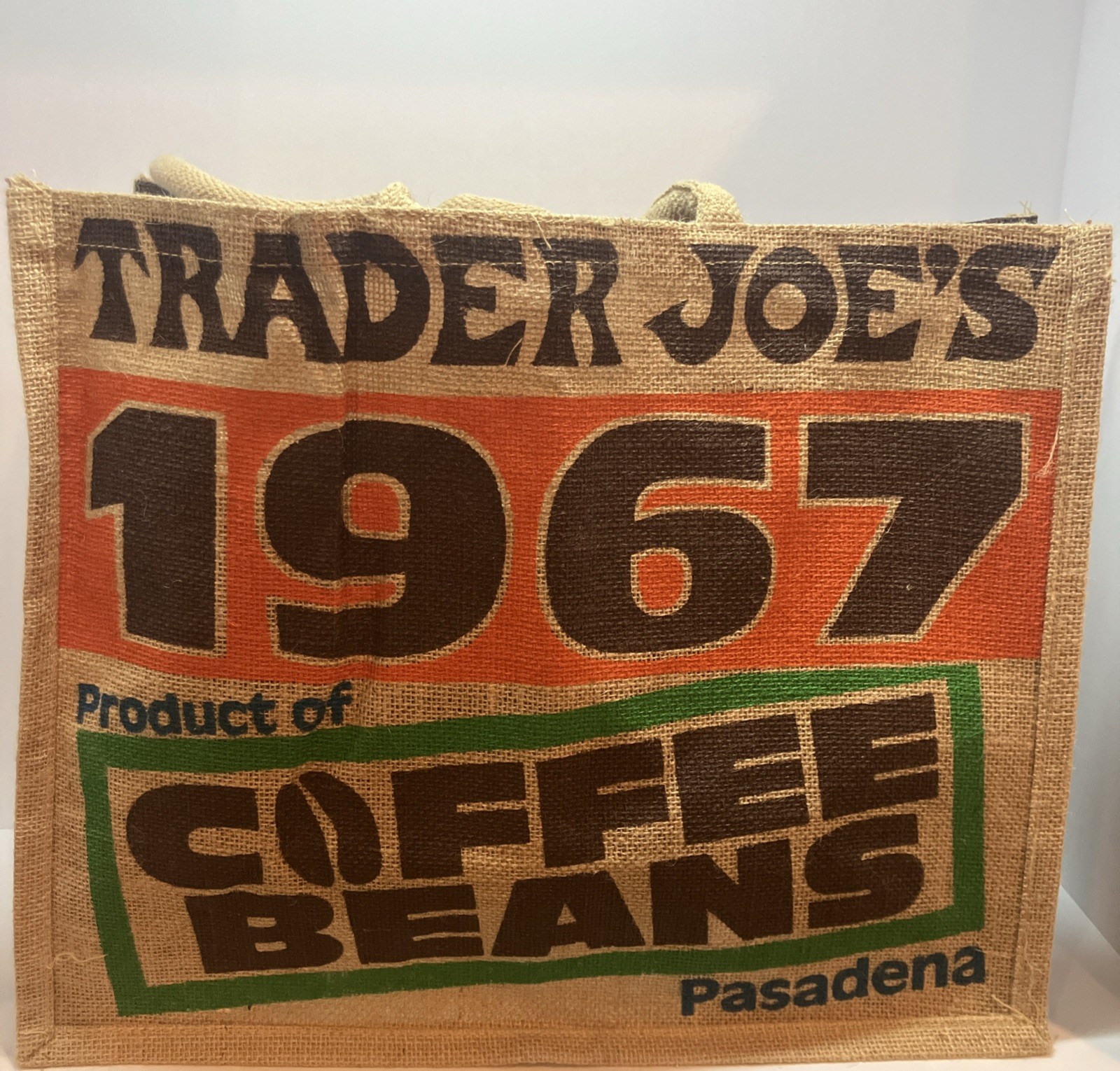 Set of 2 Lot Trader Joe’s COFFEE JUTE BURLAP REUSABLE BAGS. NWT