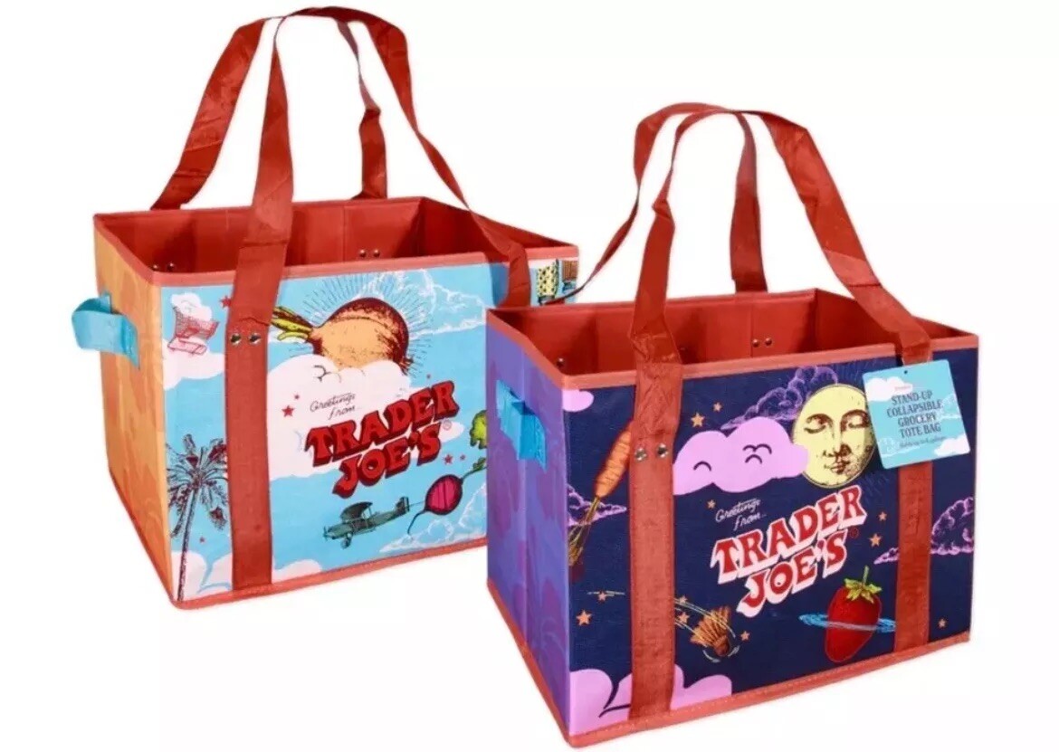 🔥Trader Joe’s Limited Stand-Up Collapsible Tote Bag Brand NEW Moon & Sky