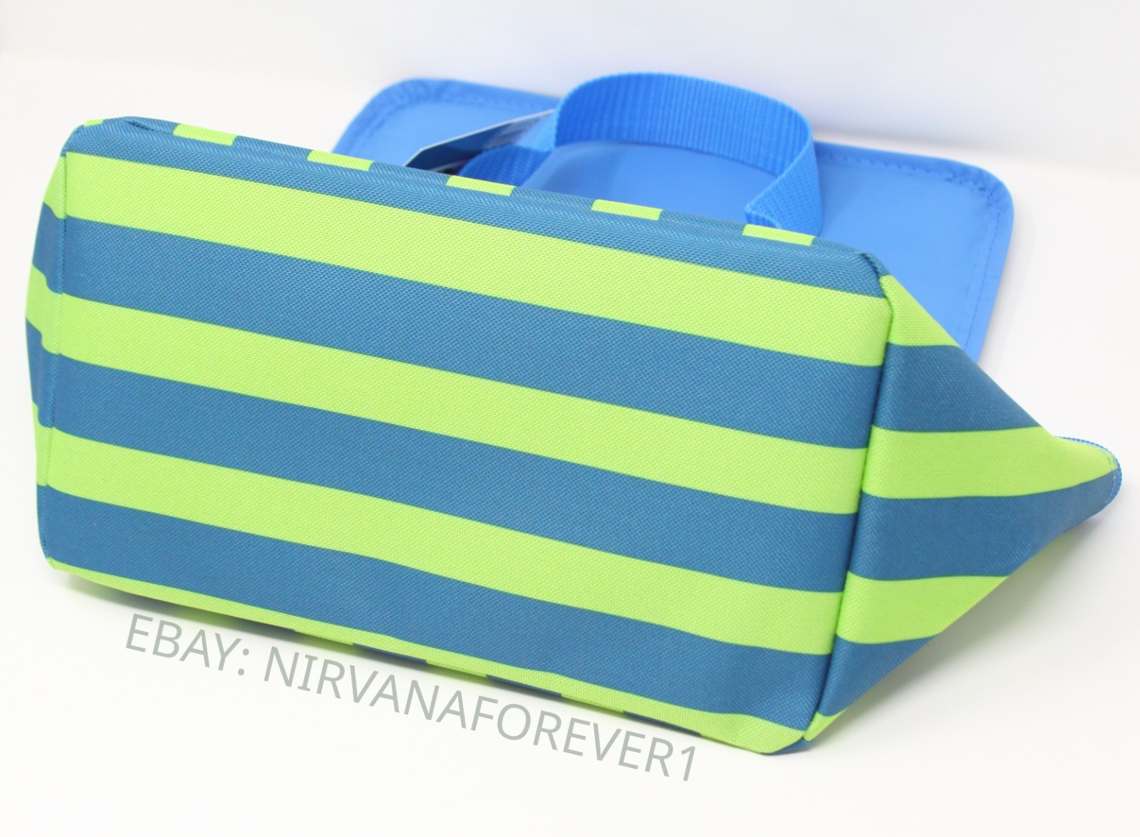Trader Joe’s Summer 2026 MINI Insulated Bag 1.5 Gal hot blue-and-green stripes