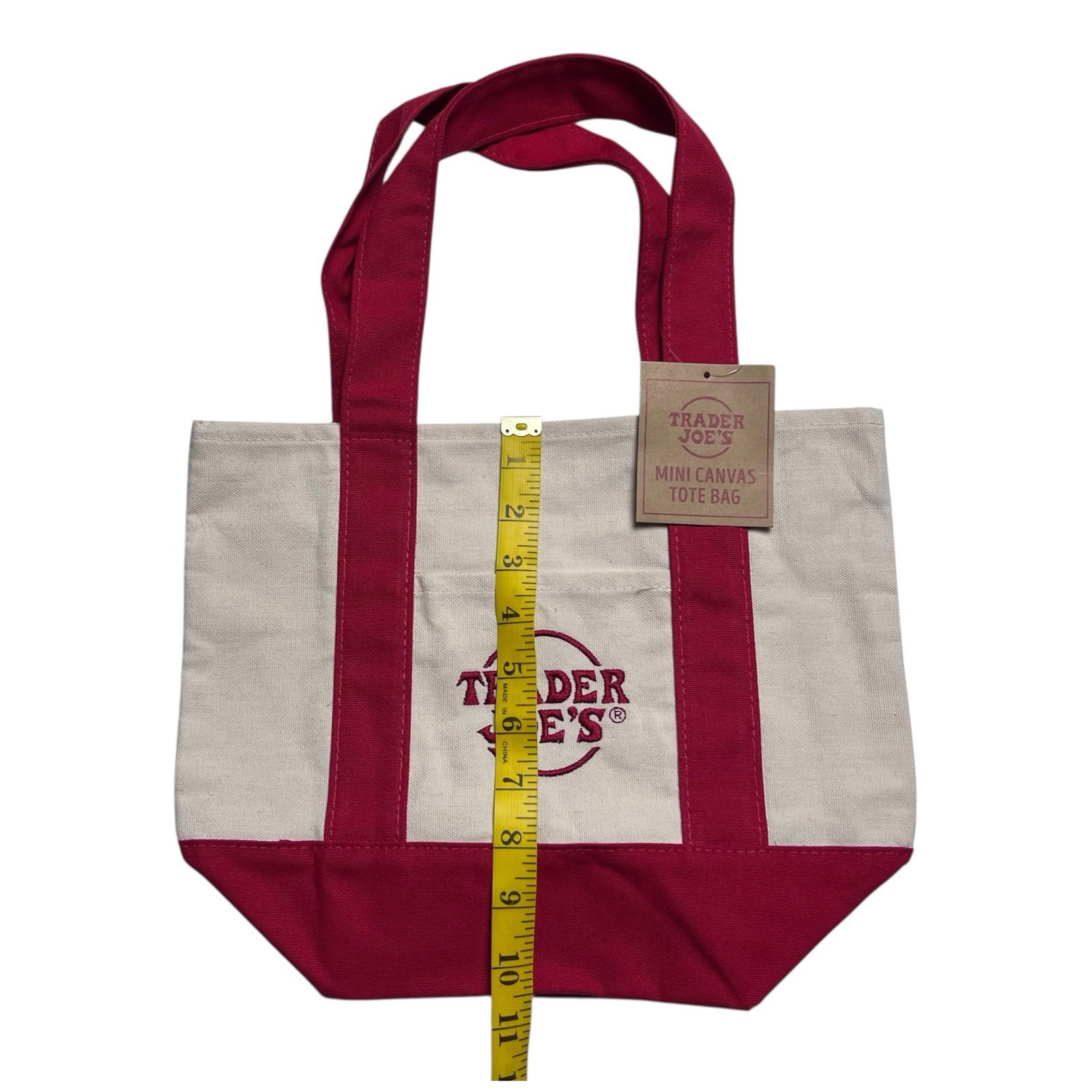Trader Joe’s Mini Canvas Tote Bags Set of 3 Red Navy Blue & Green NWT