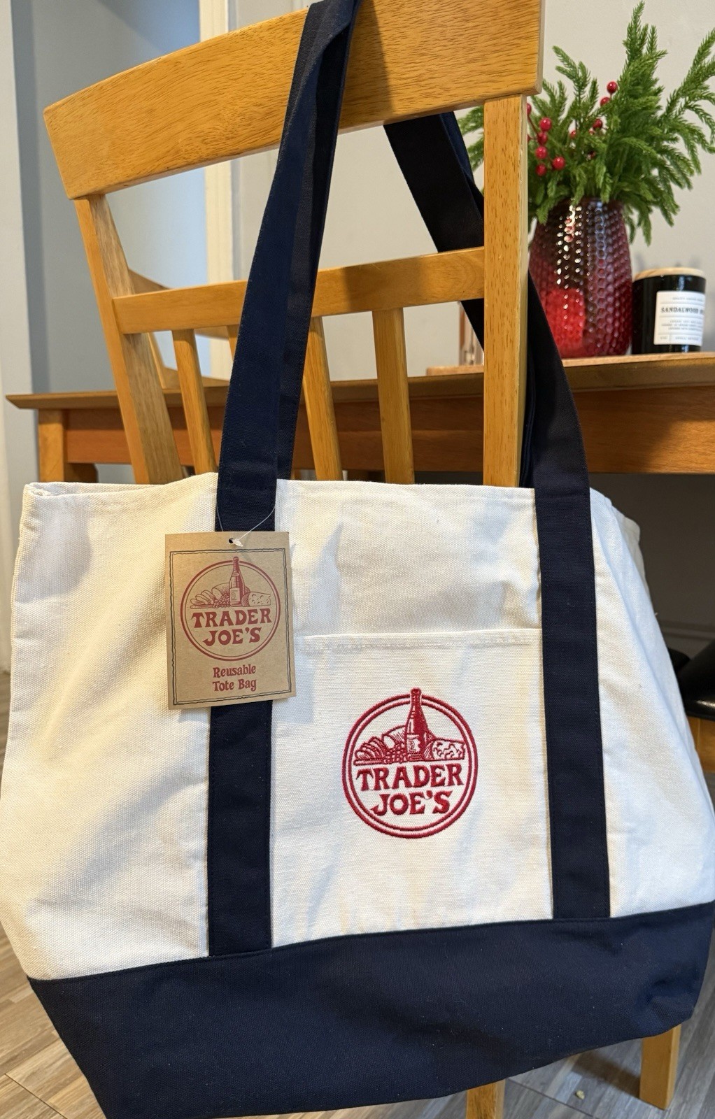 Trader Joe’s Canvas Tote Shopping Bag – LARGE CLASSIC NAVY – NEW with TAGS