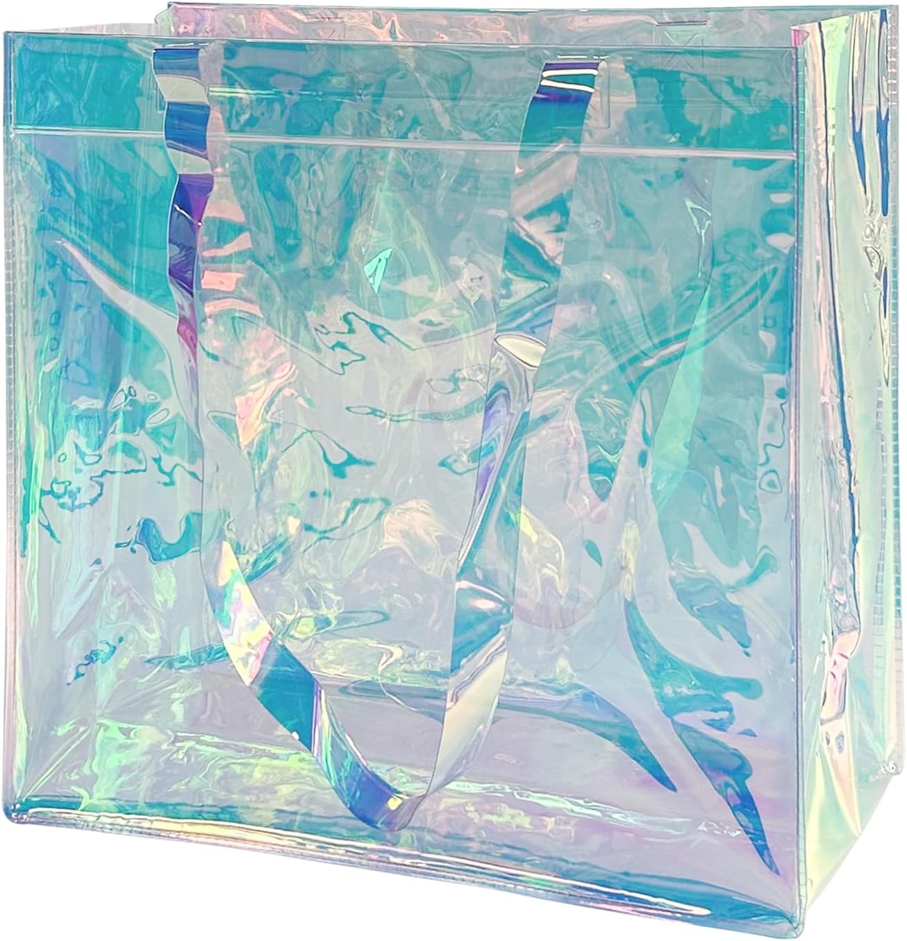 1pcs Waterproof Large Transparent Pvc Shopping Clear Tote Bag W/ Handles Beach