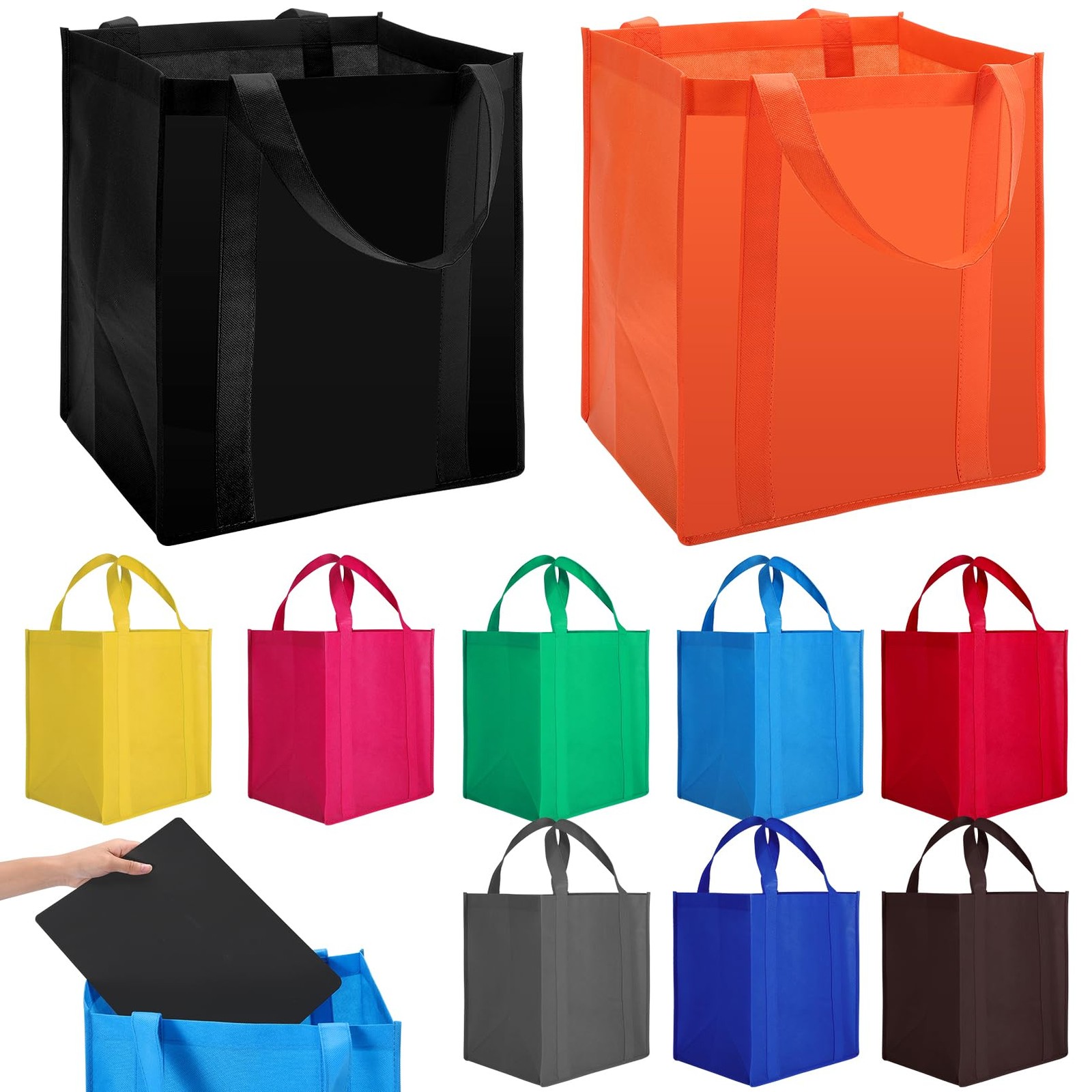 10 PCS Reusable Grocery Bags Heavy Duty Foldable Tote 45 Lbs 9.4×12.4×15 Inch