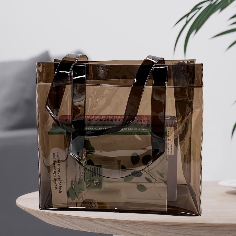 Waterproof Pvc Shopping Clear Tote Bag with Handles 15.75×3.94×11.81 Inch 1 PCS