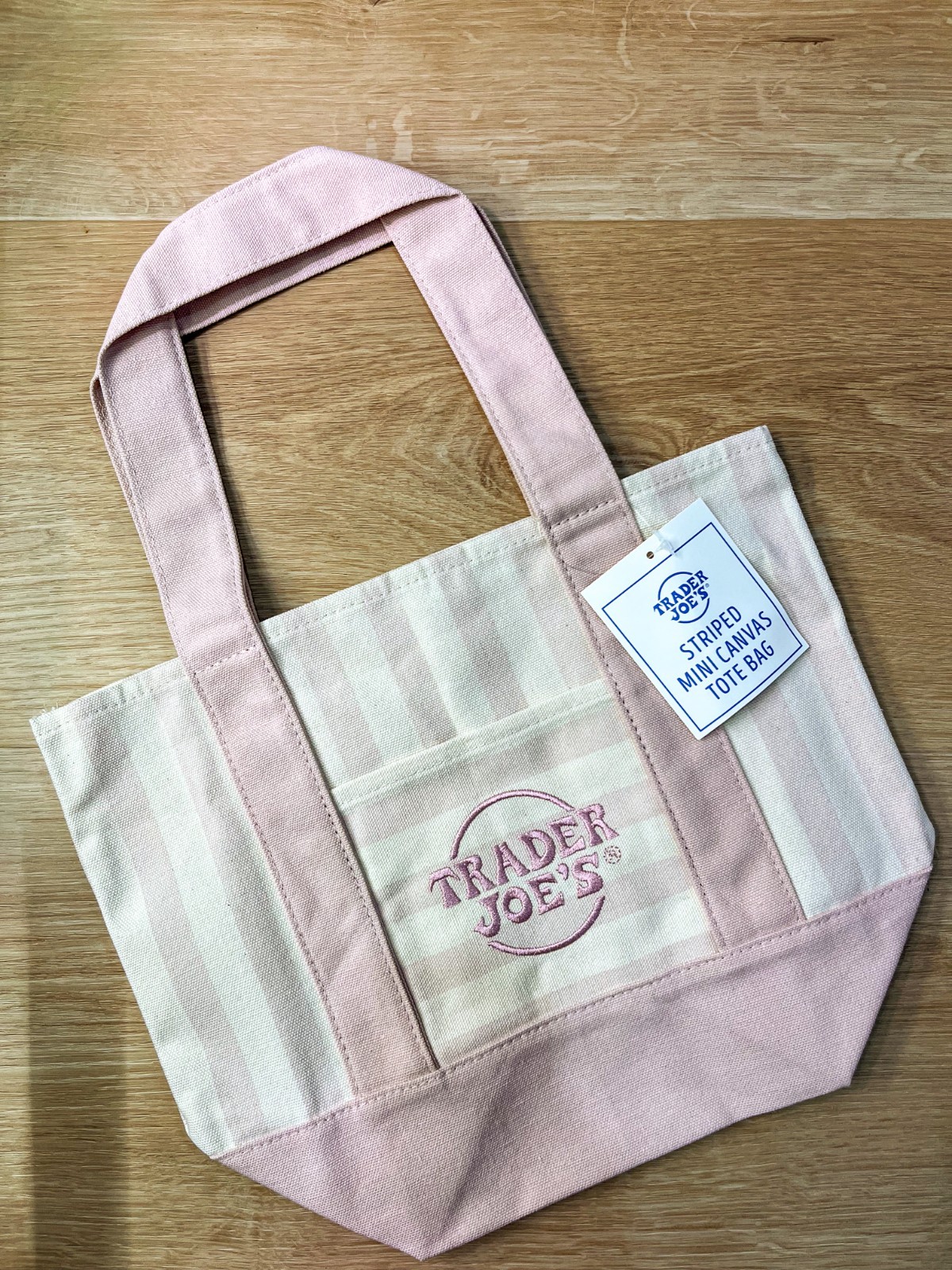 Trader Joe’s Mini Pastel Stripe Canvas Tote Bag – PINK – Limited Edition