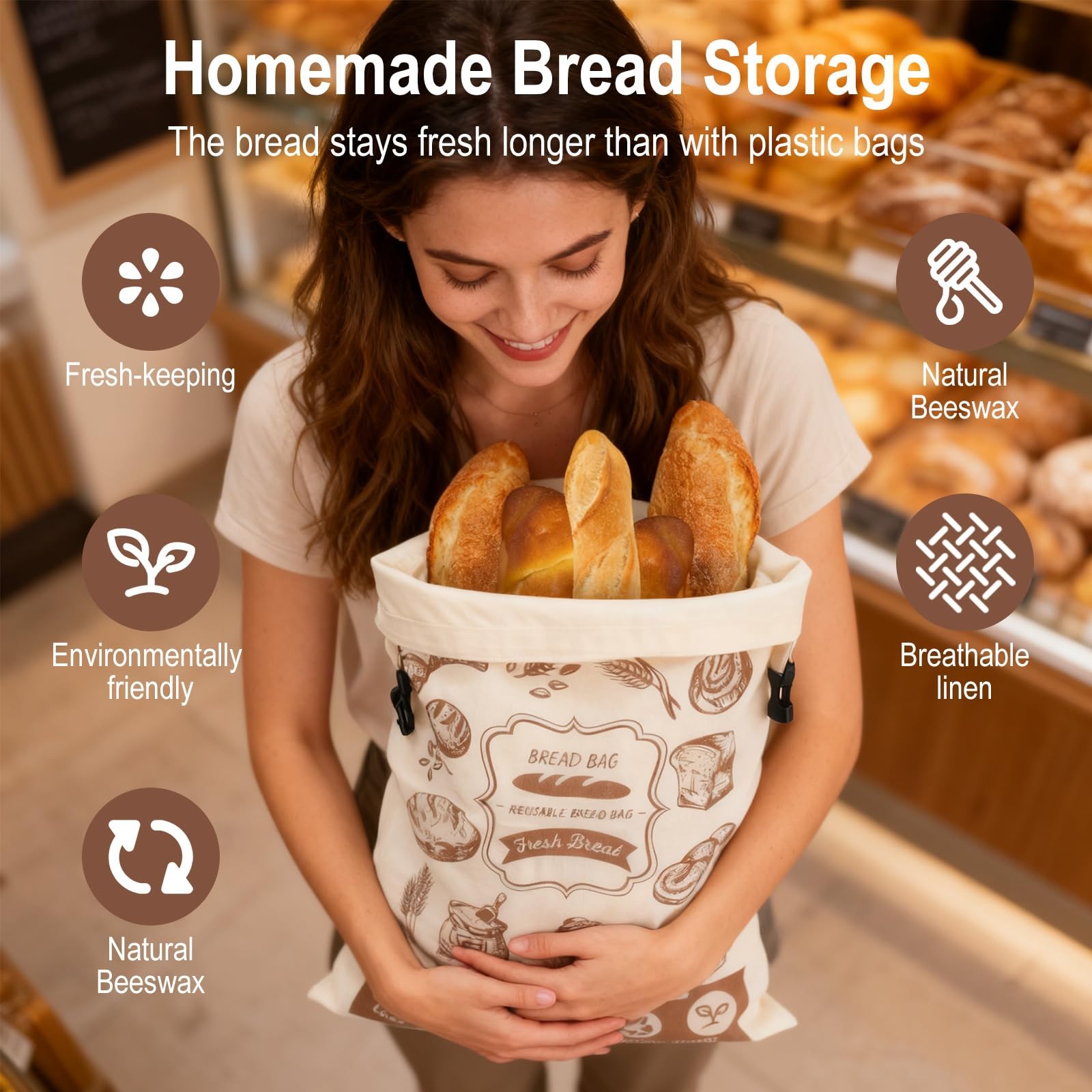 2 Pack Bread Bags for Homemade Sourdough, 17×13 15.94″ x 12.60″, Linen