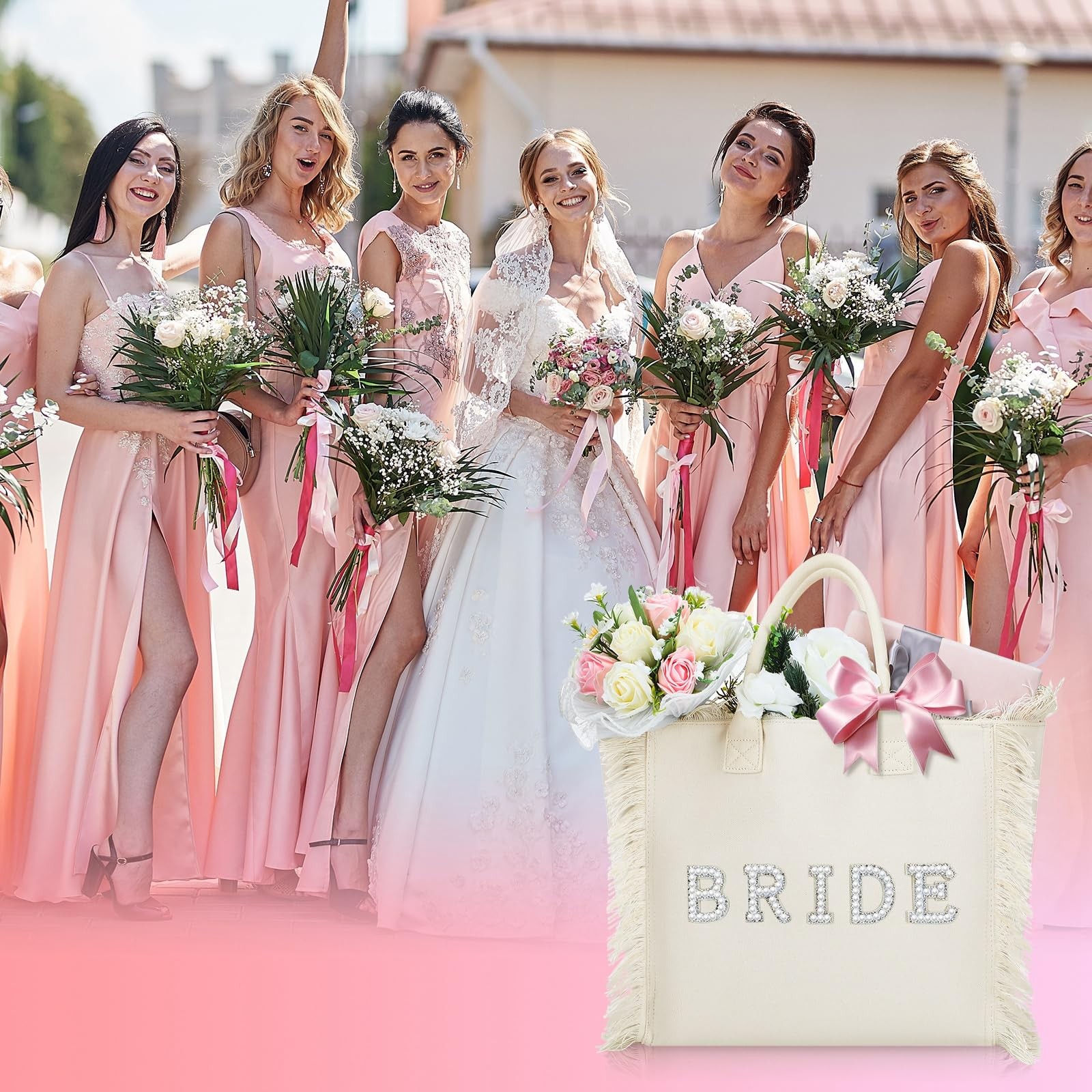 Bride Beach Tote Bag Gifts Wedding Large Bridal Shower Pearl Rhinestone Tote …