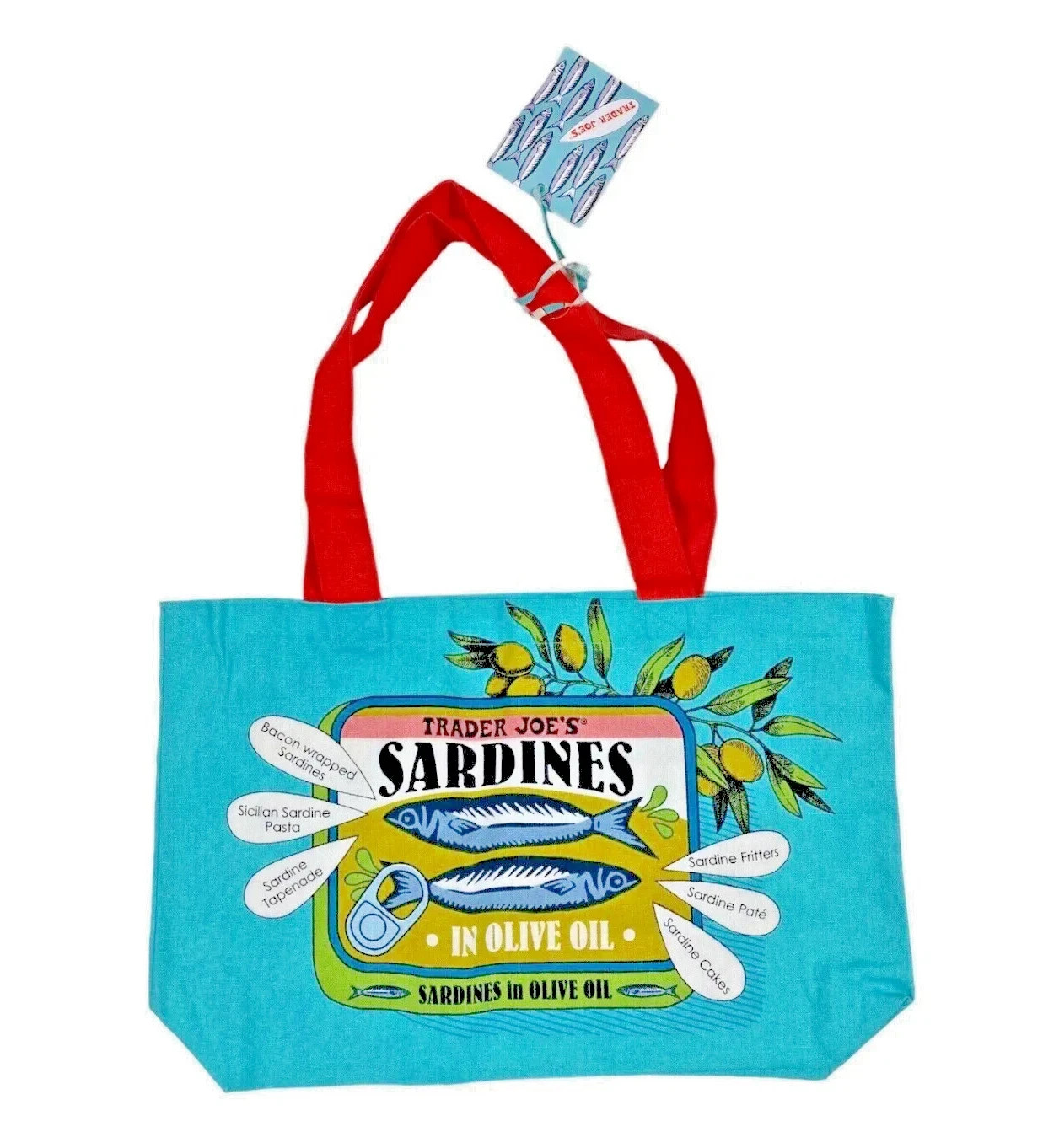 Combo of Trader Joe’s Sardine Tote & 1.5 Mini Insulated Lunch Bag in Pastel Blue