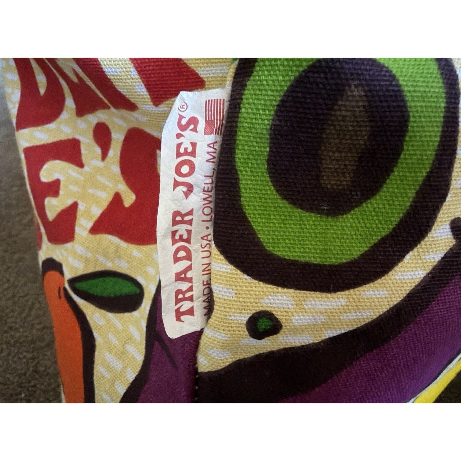 Trader Joe’s Vintage Produce Cotton Canvas Tote Bag Pop Art Fruit Vegetable