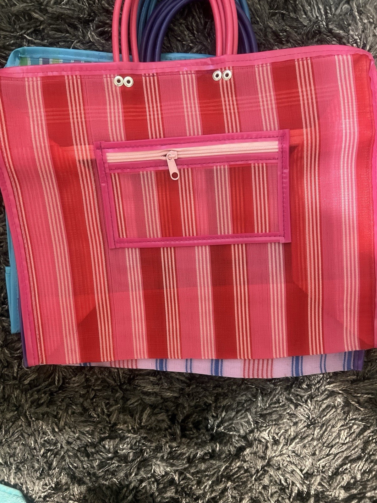 Mexican Market Mercado Multicolor Mesh Reusable Tote Purse Bag NEW