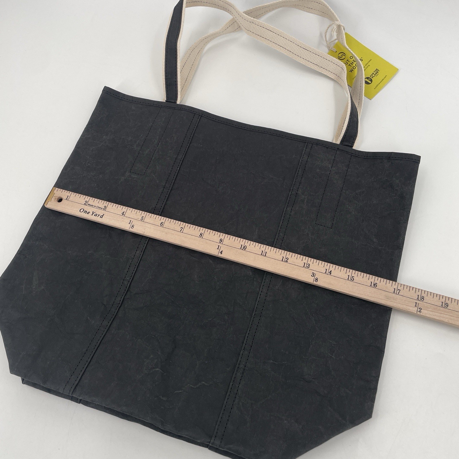 Out of the Woods Tote Bag in Black Size 17”x15” – Washable Paper Leather