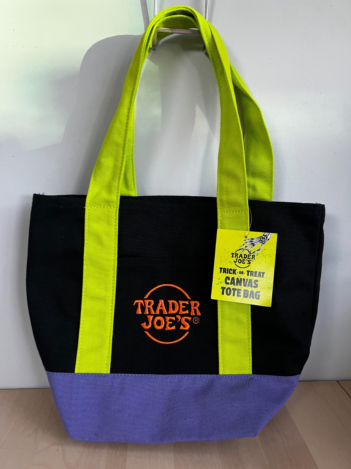 Trader Joe’s Halloween Mini Canvas Reusable Bag: Black Purple Green Multicolor