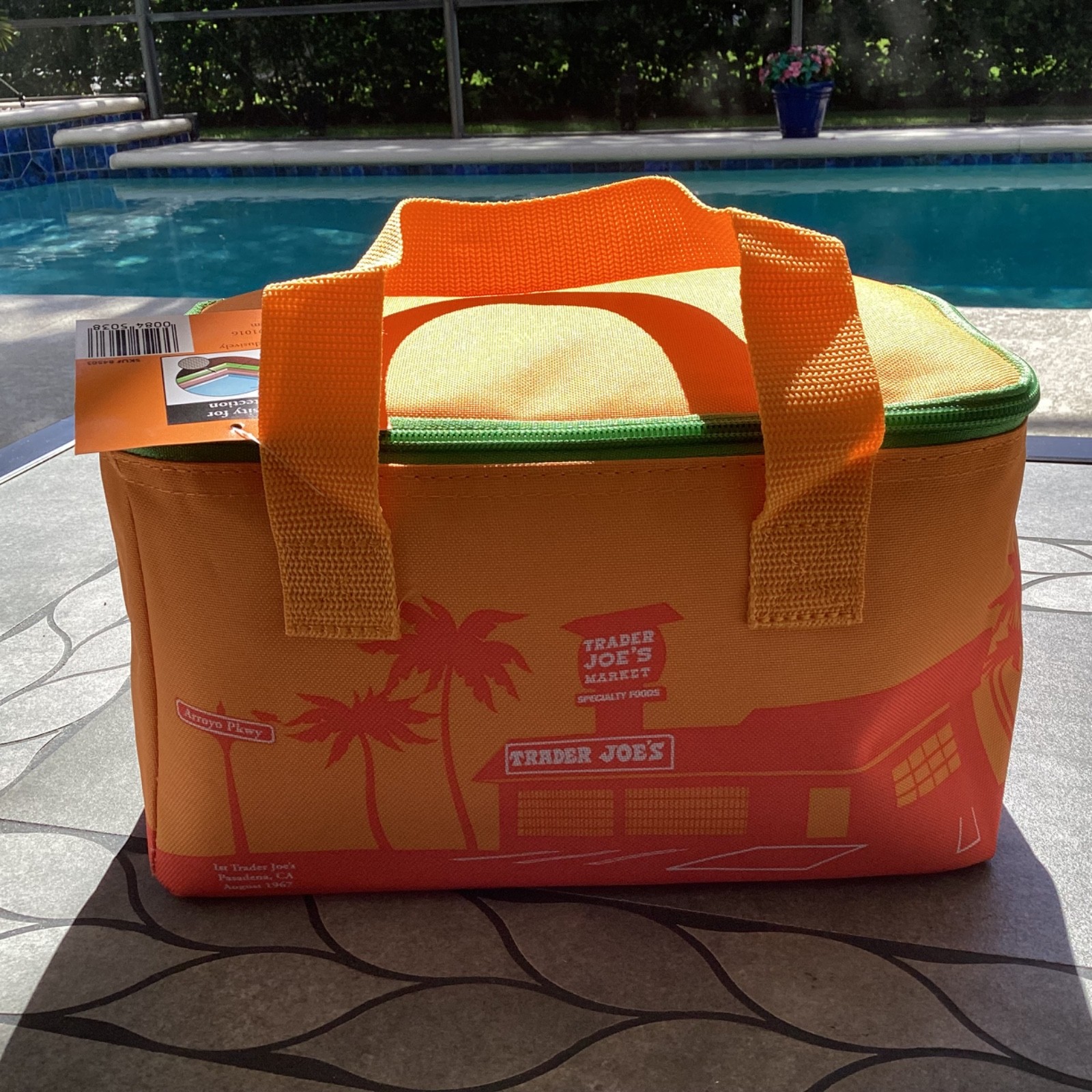 NEW! Trader Joe’s Mini Tote Bag Insulated New Summer 2026-Orange/Green