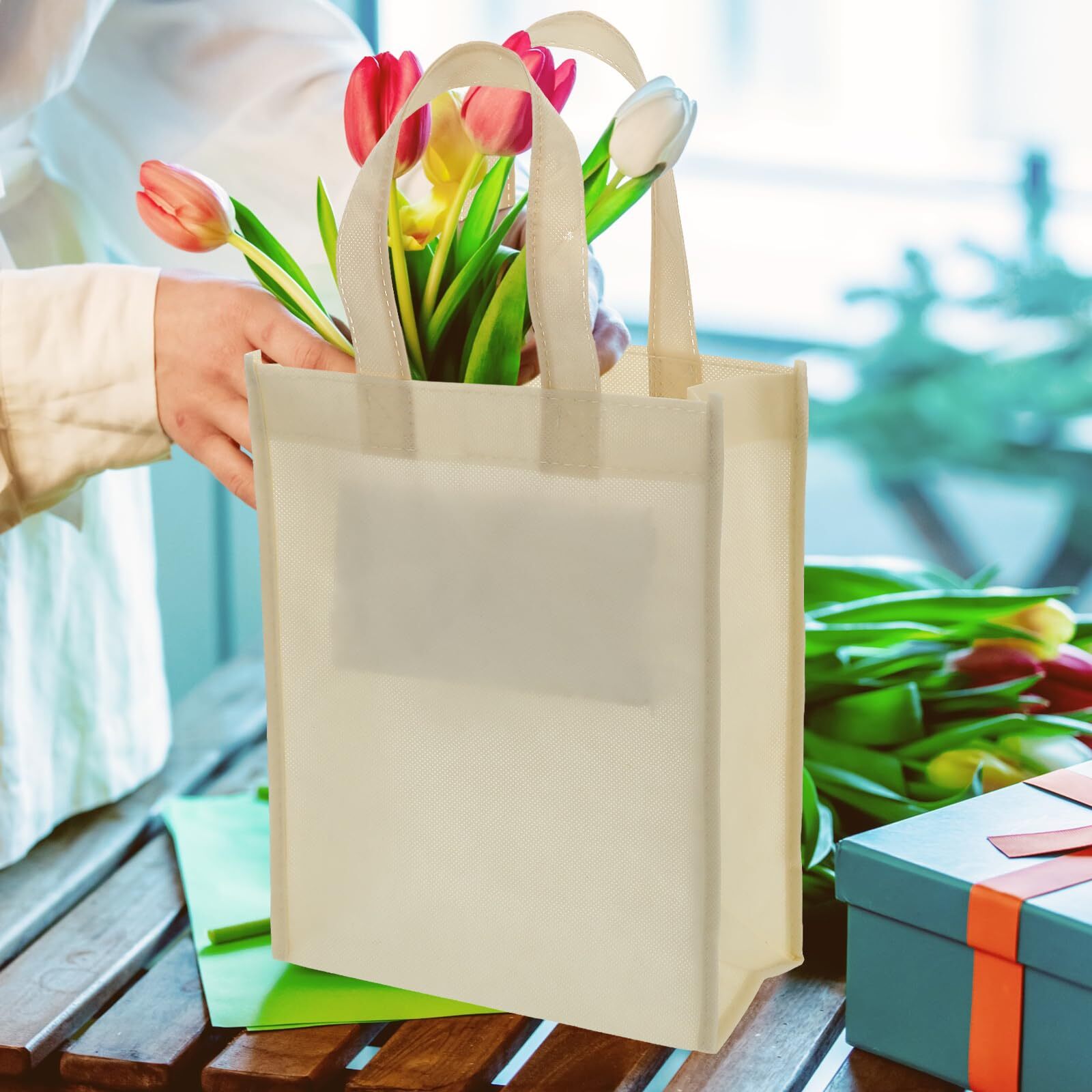 100 Pcs Non Woven Bags Reusable Gift Bag With Handles Shopping Tote Bags Grocery