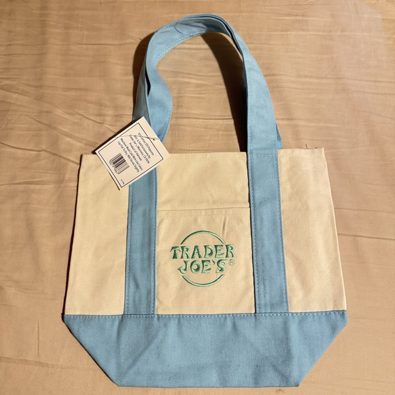 Trader Joe’s Mini Pastel Canvas Tote Bag Colorblock 11x6x13 size (All 4 color)