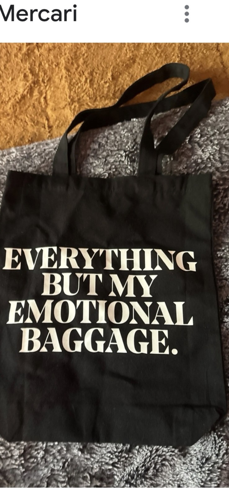 IL Makiage Black Canvas Foldable Tote Bag Medium Modern Text Pattern
