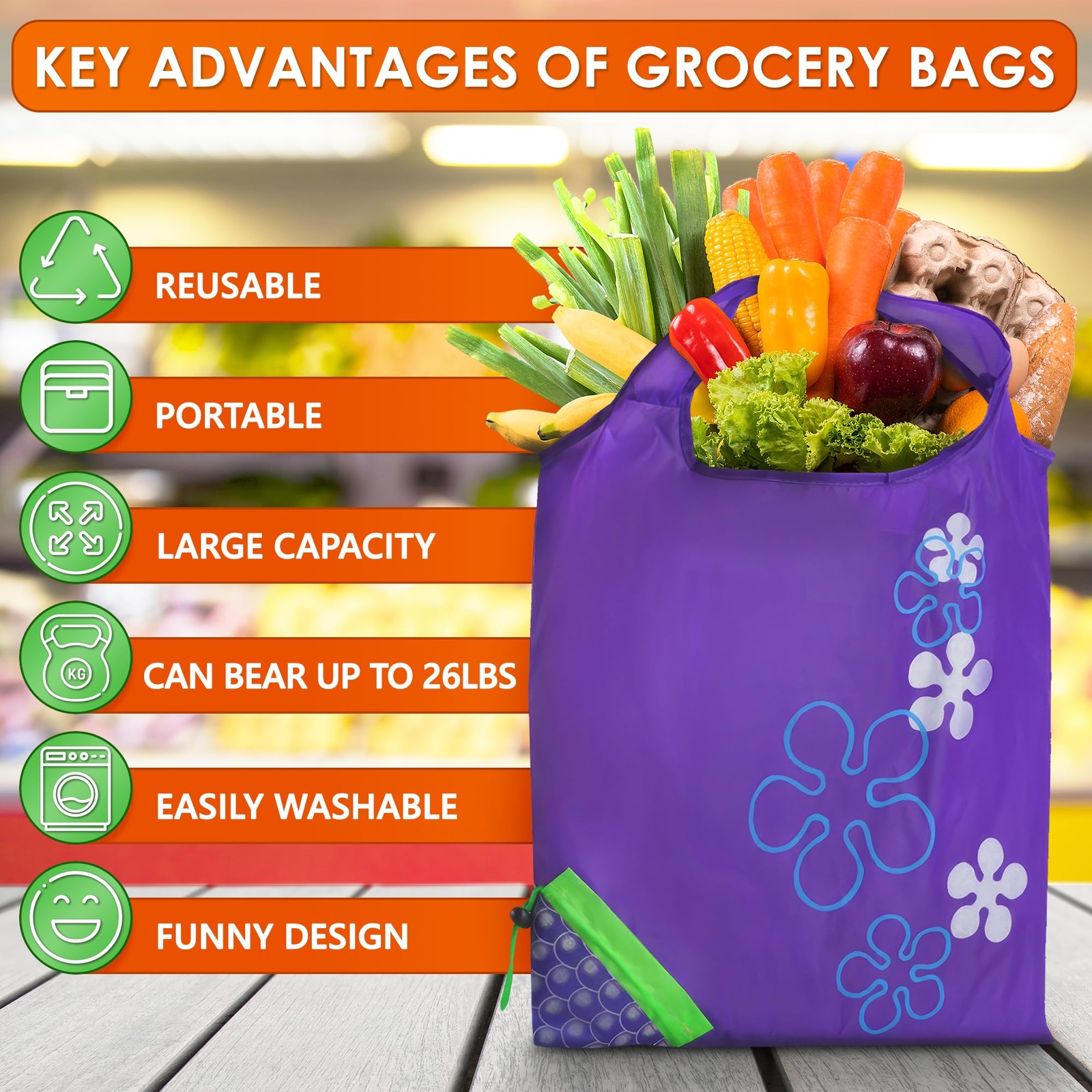 5 Pcs Cute Reusable Grocery Bags In Pouch Fruit Shaped Reusable Bags With Handle