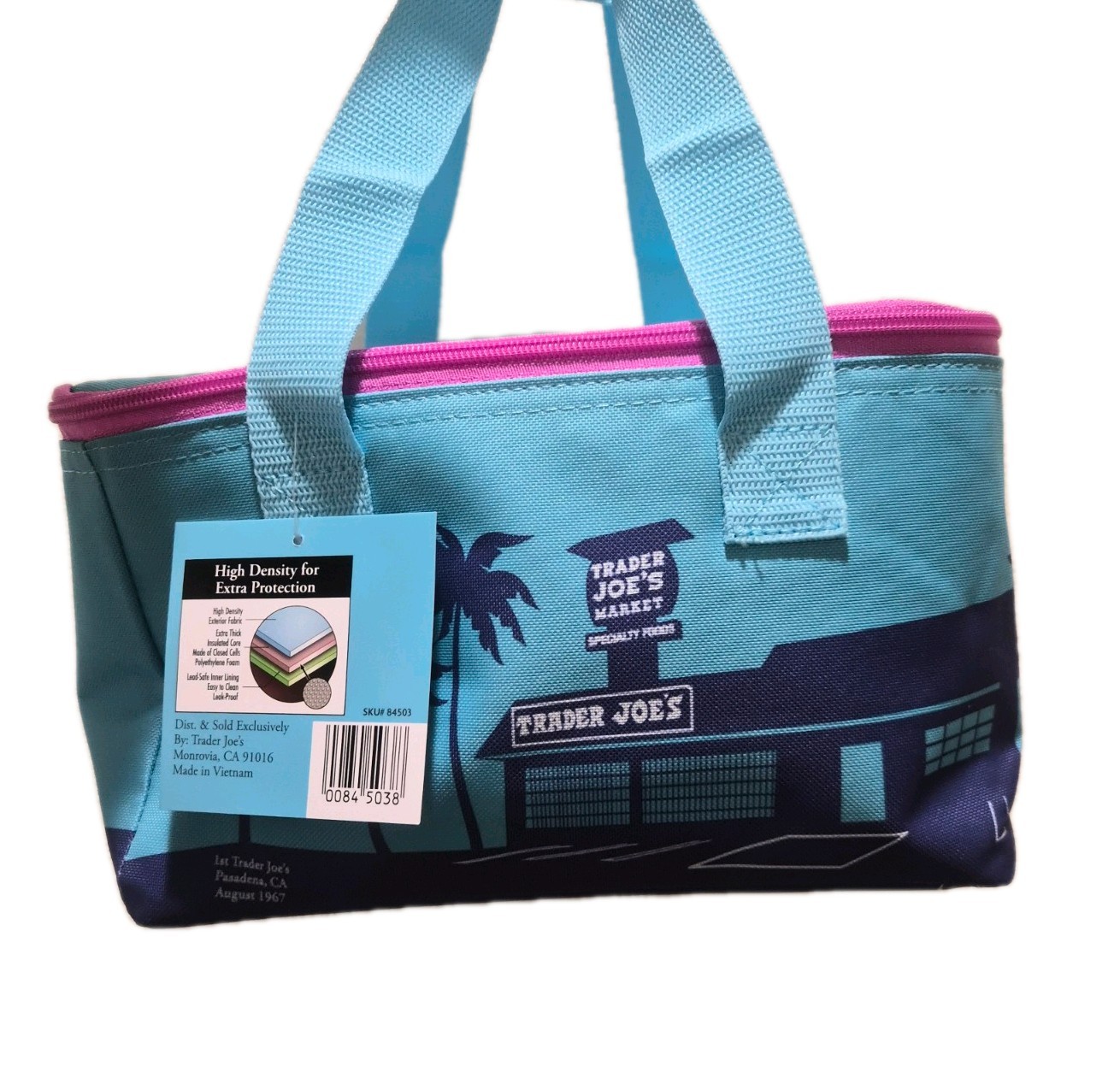 FREE SHIPPING]Trader Joe’s Mini Insulated Bag,SET OF 3:Pink Stripe, Violet, Blue
