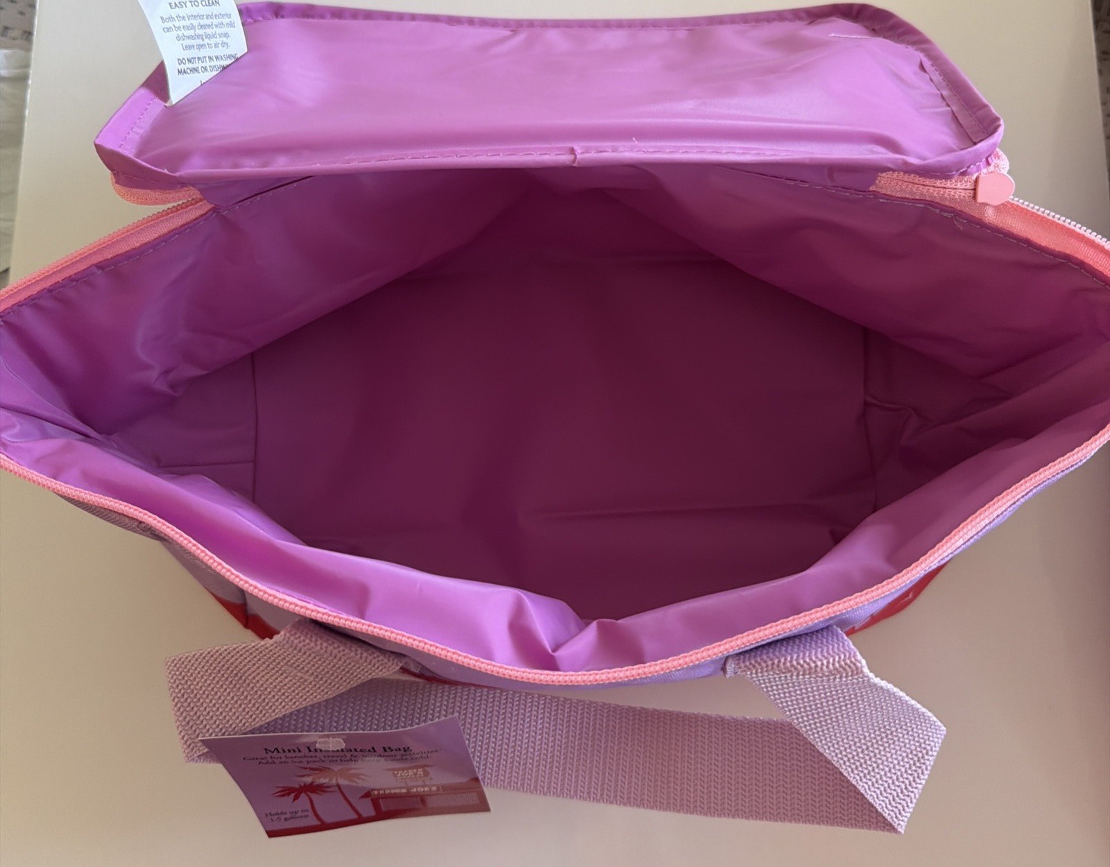 New Spring Trader Joe’s Lavender Purple Mini Insulated Cooler Tote Lunch Bag