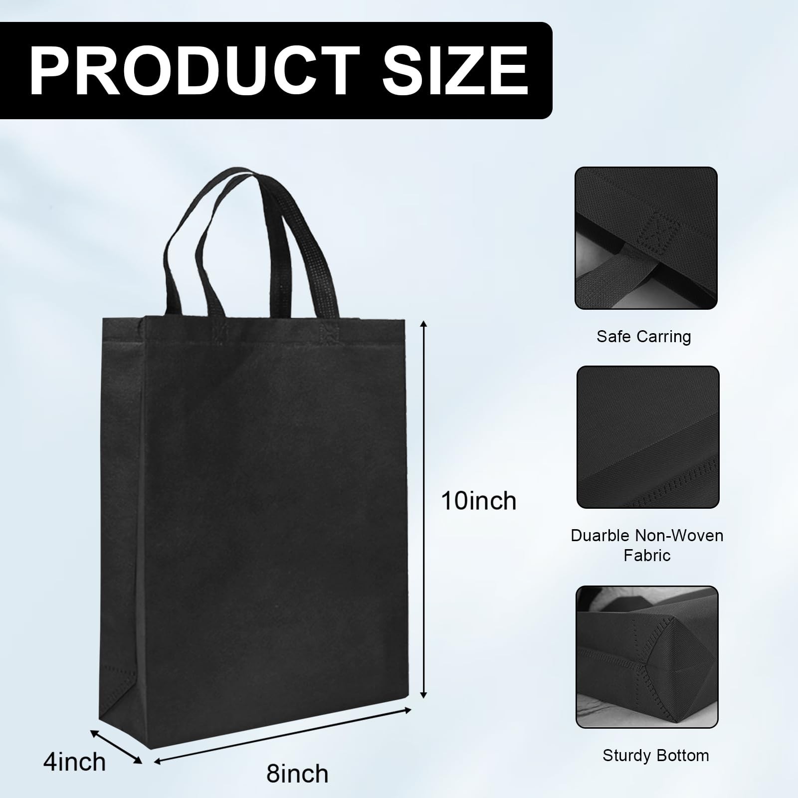 100 Pcs Non Woven Bags Bulk,10x8x4 Inch Reusable Tote Bag with Handles, Porta…
