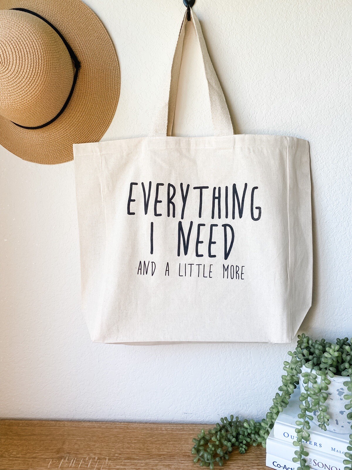 Funny Screen Printed Canvas Shopping Tote Bag – Everything I Need