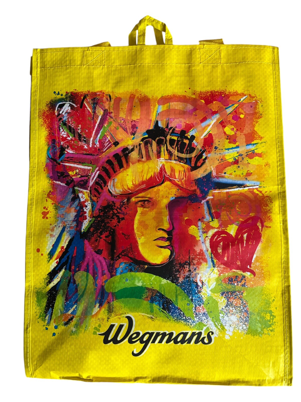 NWT WEGMANS Statue of Liberty NYC Reusable Shopping Bag Plastic Support Set of 2