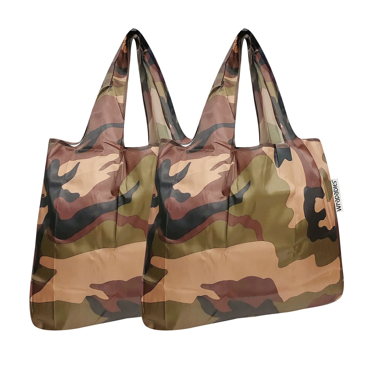 2 PCS Foldable Tote Nylon Reusable Grocery Bag Shopping Portable Camo