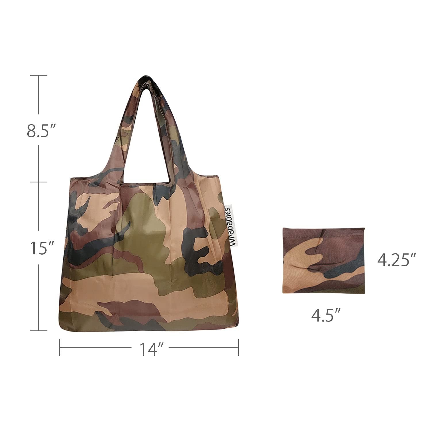 2 PCS Foldable Tote Nylon Reusable Grocery Bag Shopping Portable Camo