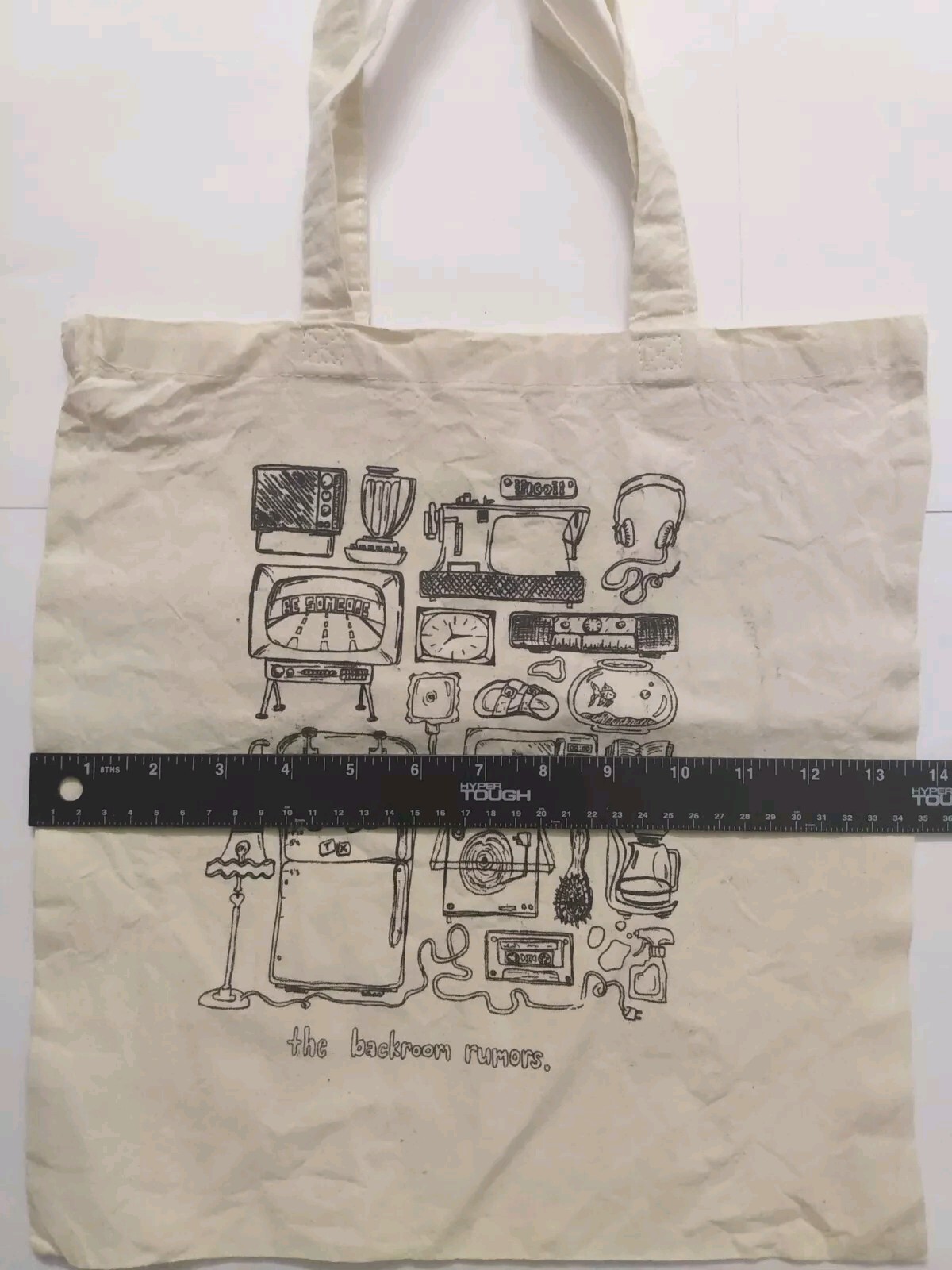 Q-Tees The Backroom Rumors Cotton Cream Doodle Cotton Tote Bag 14″ x 14″