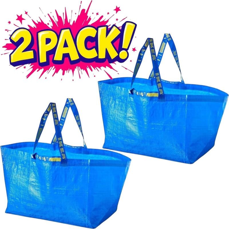 IKEA FRAKTA Large Blue 19 Gallon Shopping Bags 2 Pack Durable Reusable Totes