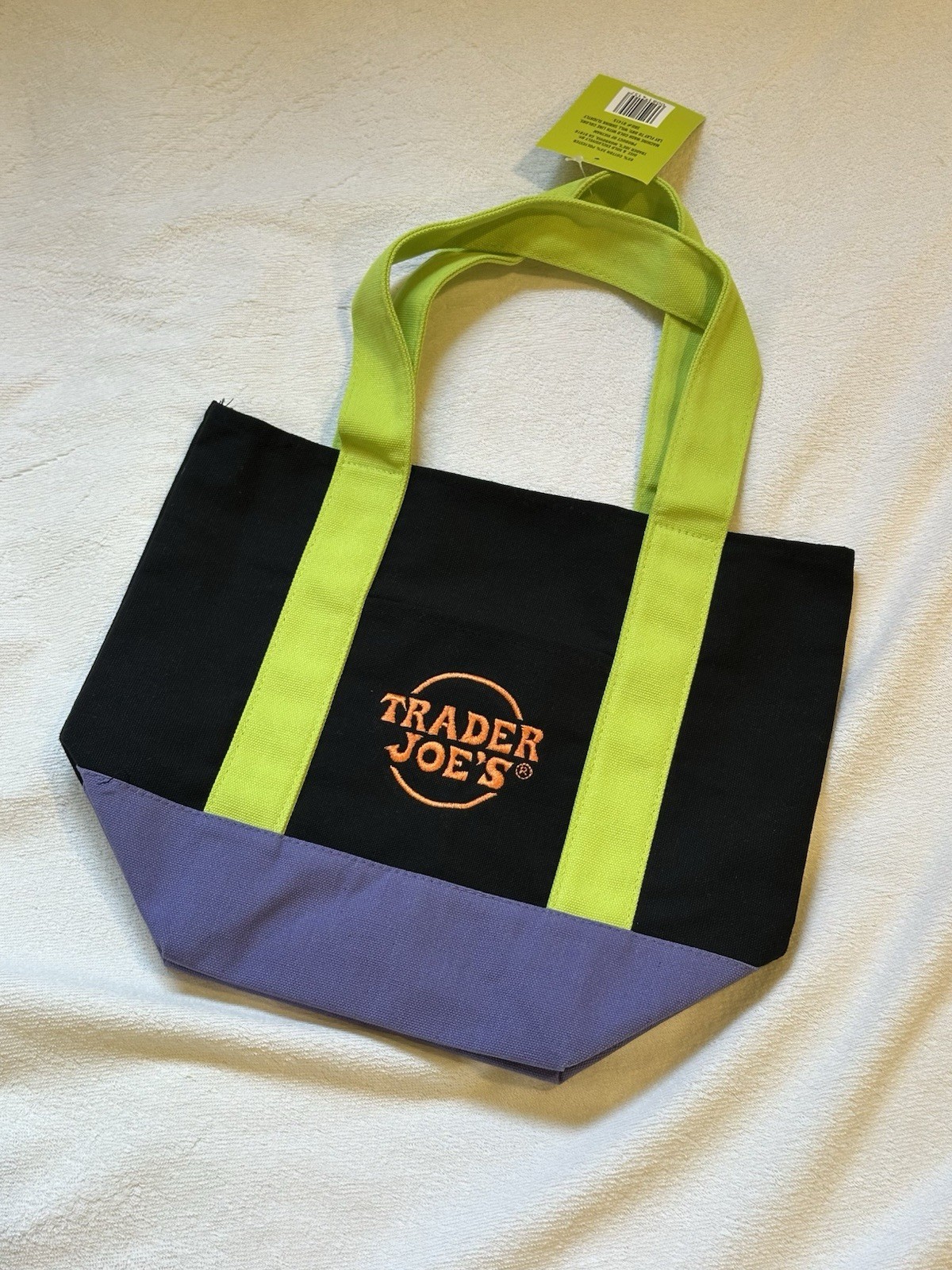New Trader Joe’s Halloween Canvas Mini Tote Bag Black Green Purple Orange