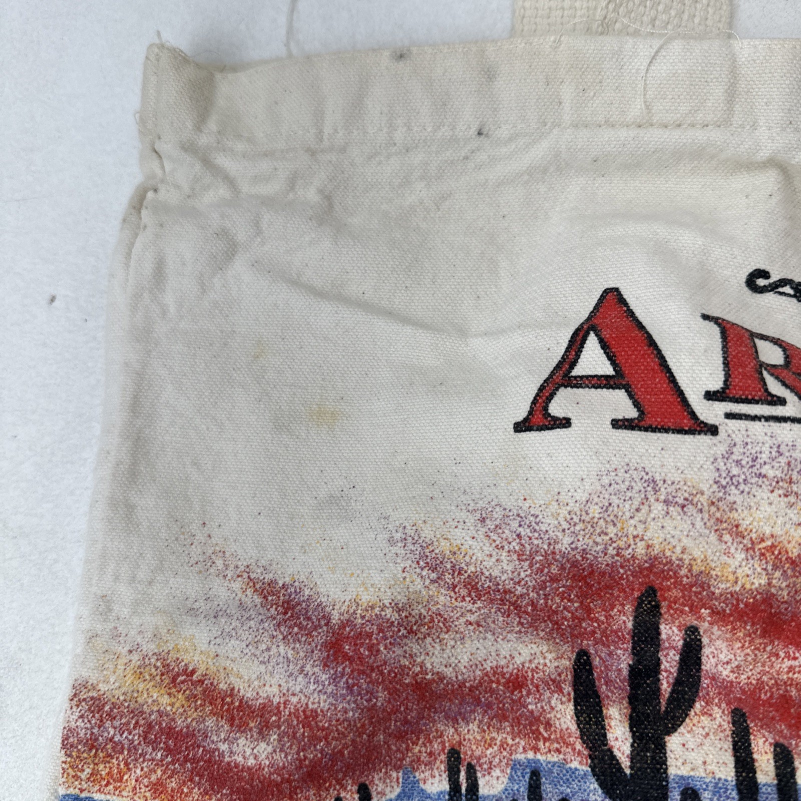 Arizona San Segal Tote Bag Reusable Shopping Desert Scene Sunset Cactus 1992 VTG