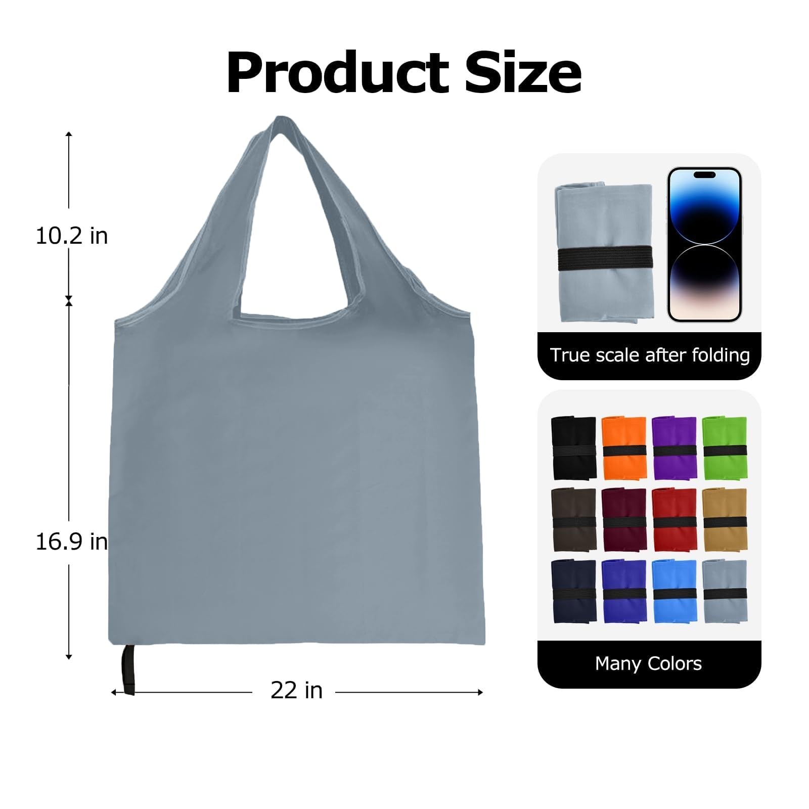 Washable Reusable Grocery Bags Foldable Shopping Pocket Size Polyester Tote