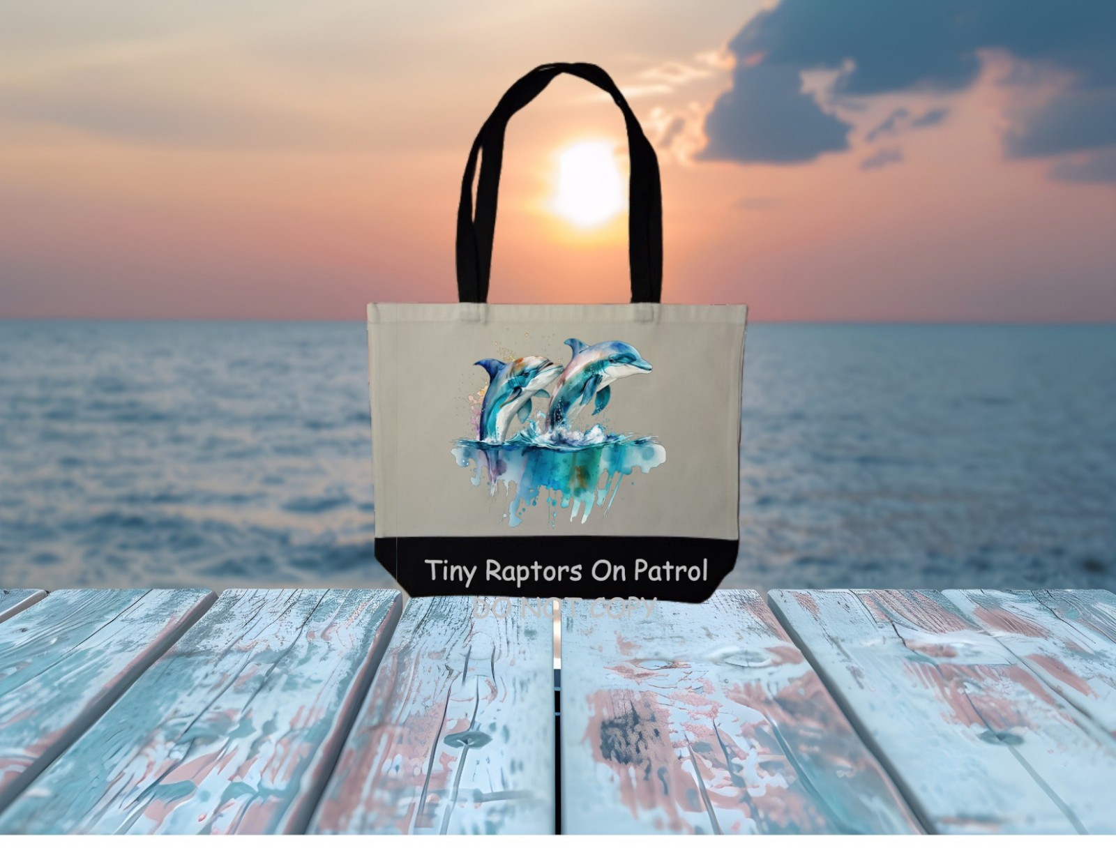 Dolphin~ Canvas Tote Bag~FREE shipping~shopping~CHOICE~Reusable~Gift~ Ocean