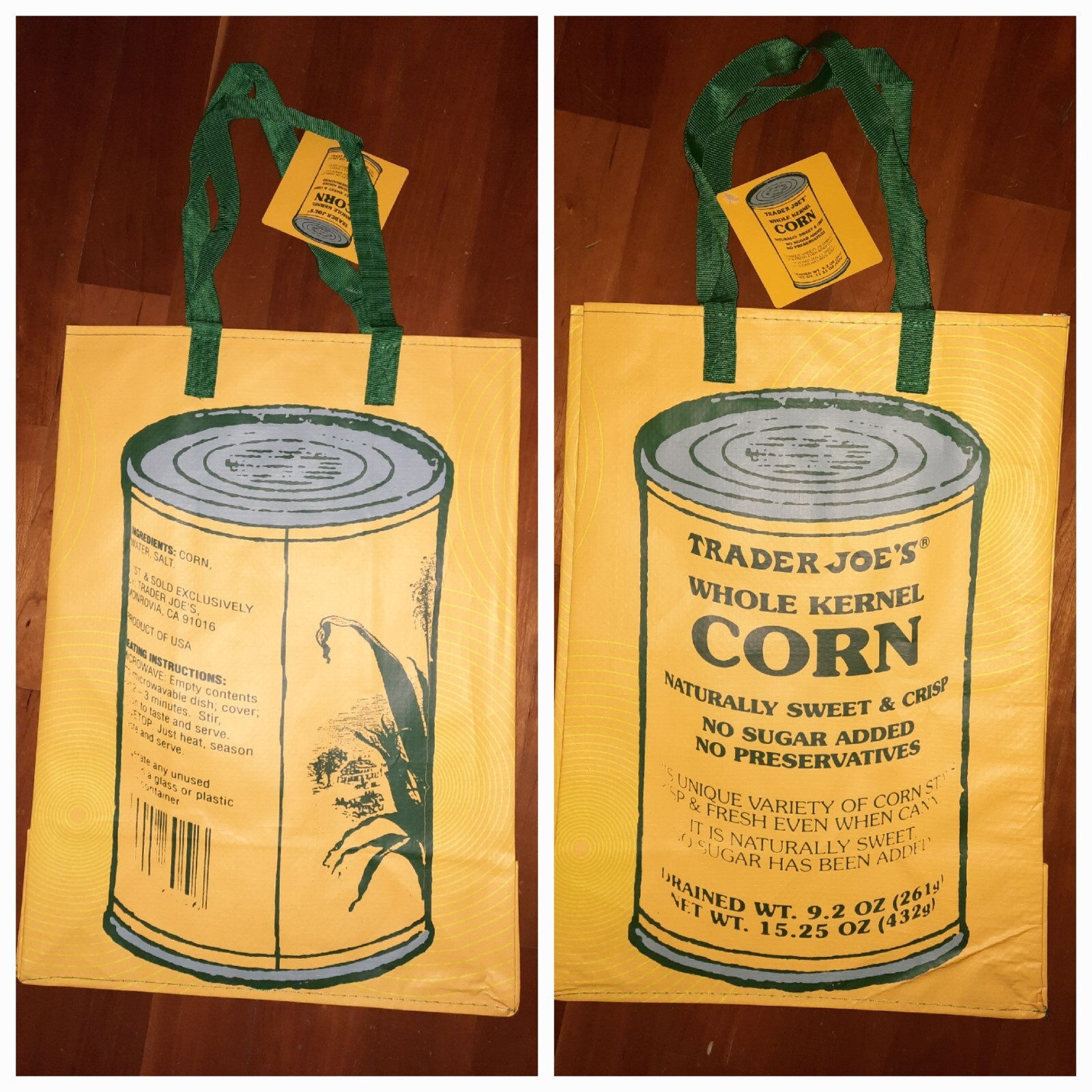 ****U Pick Trader Joes Reusable Eco Shopping Grocery Tote Bag Nwt Nocturne Corn
