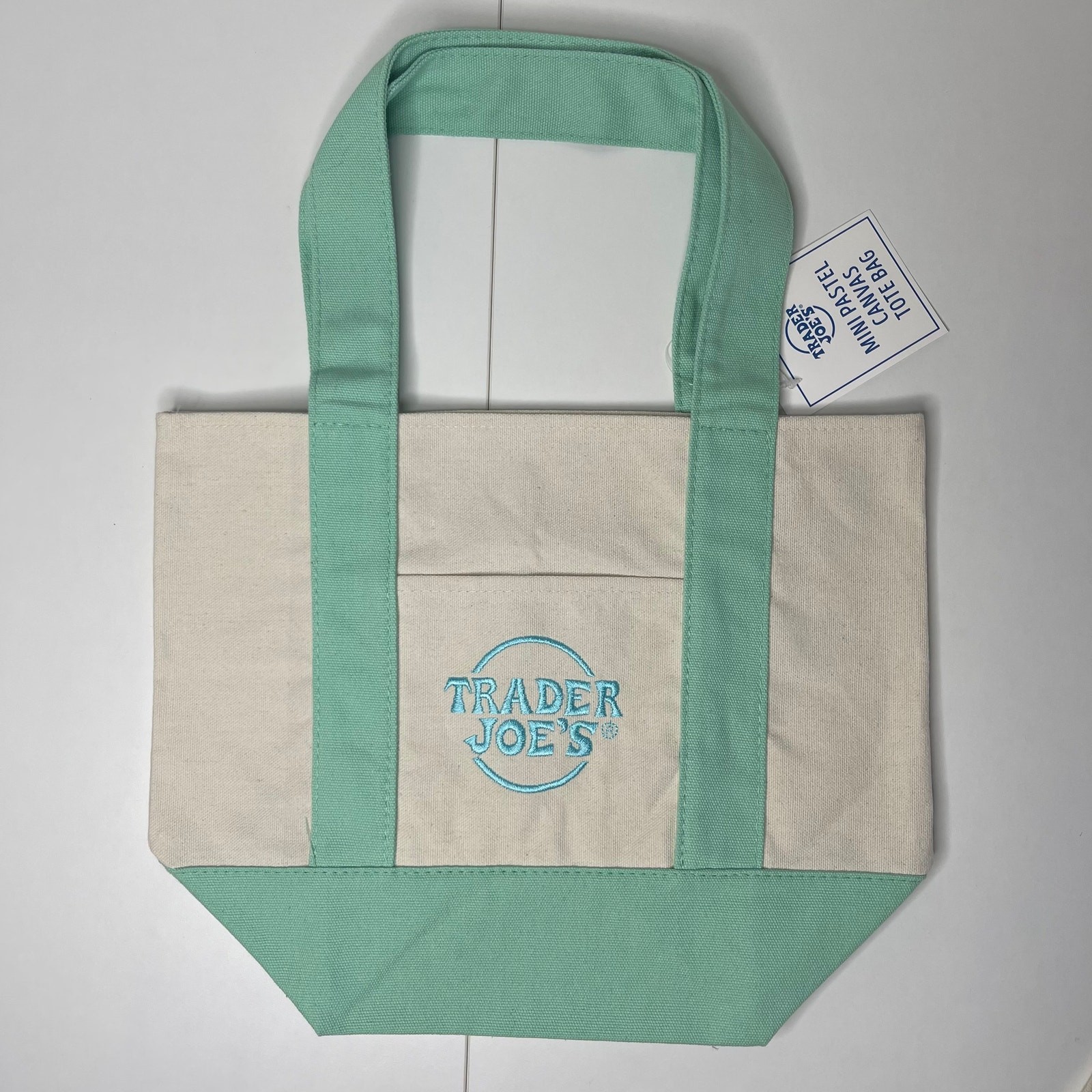 LOT Set of 4 — Trader Joe’s Canvas MINI Tote Bag — Pastel Purple Green Pink Blue