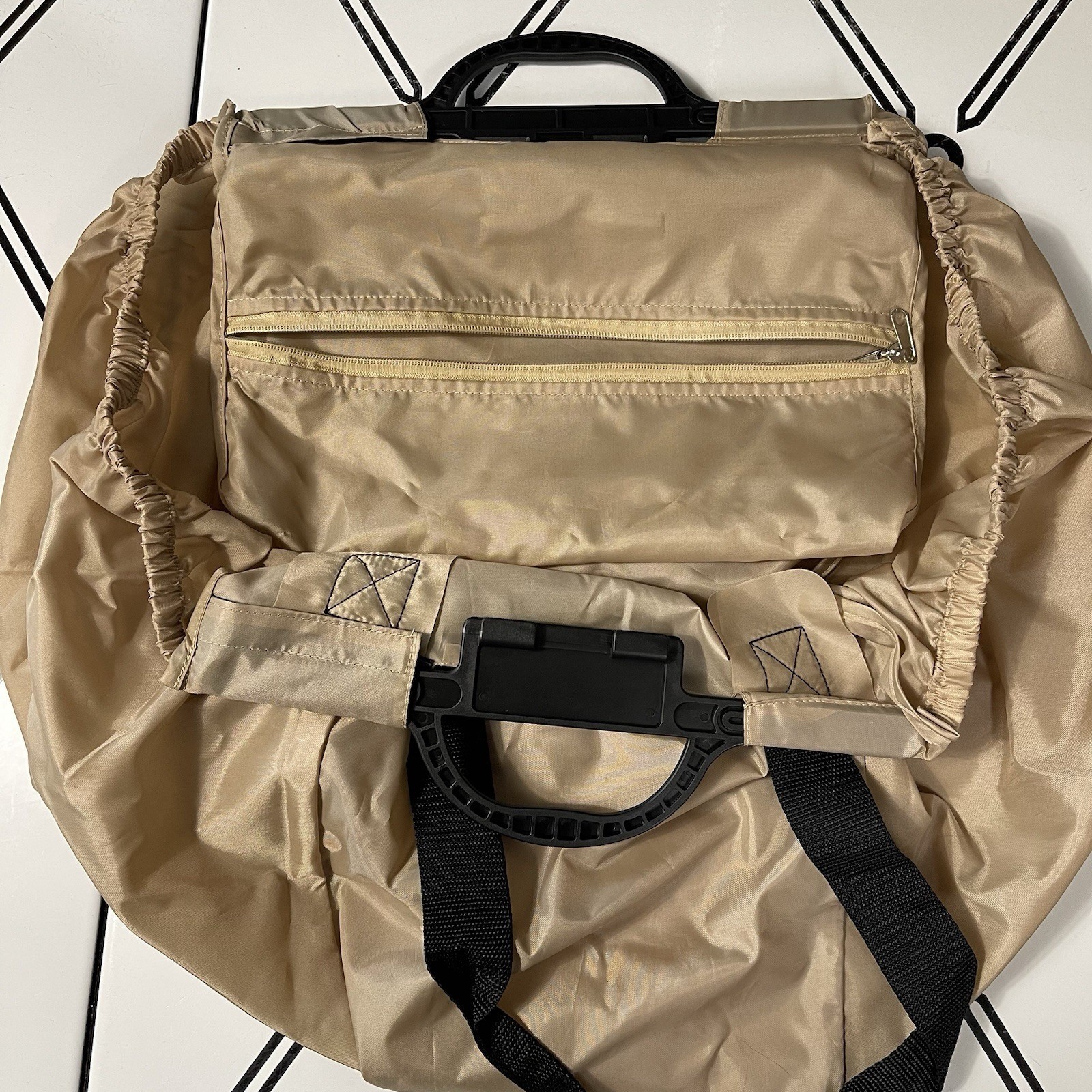 Reusable Grocery Shopping Bags Lot of 3 Beige Foldable Large