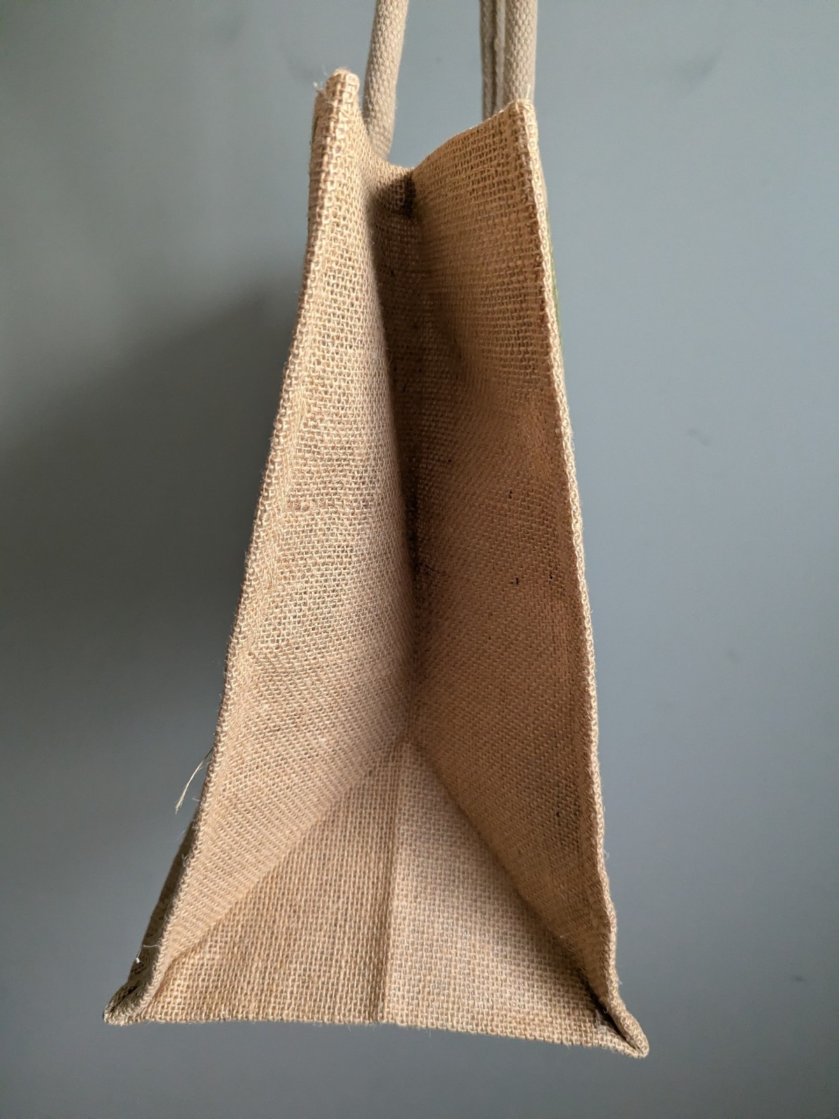 Trader Joe’s Jute Burlap Expandable Tote Bag Shopping Vegetables Eggplant Lined