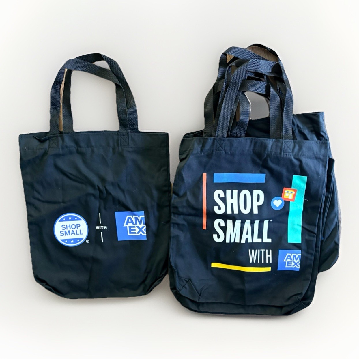 6 American Express Shop Small Reusable Logo Tote Bag Black 18x17x4 in