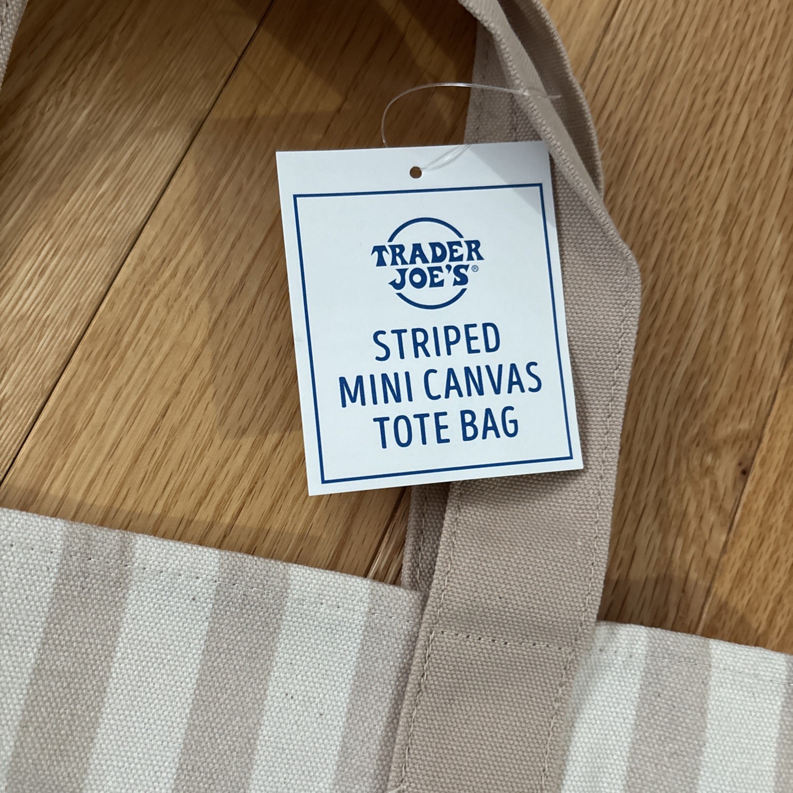 Trader Joe’s 2026 Striped Mini Pastel Canvas Tote Bag Desert Sand READY TO SHIP